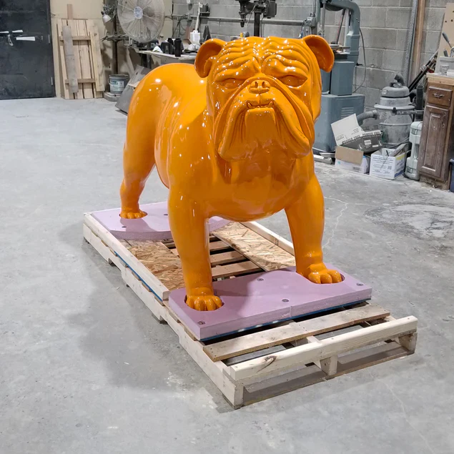 Fiberglass Bulldog Large Indore Sculpture, Smoky By Gold Leaf Design Group - Image 2