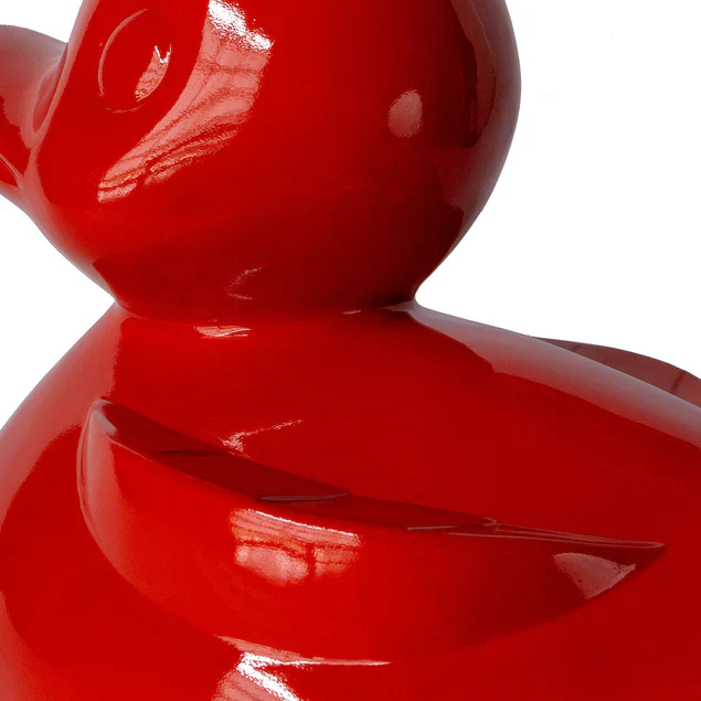 Fiberglass Duck Indore Sculpture, Red By Gold Leaf Design Group - Image 5