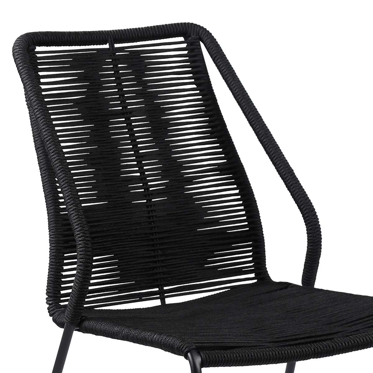 Fineline and Clip Indoor Outdoor 9 Piece Dining Set in Dark Eucalyptus Wood with Superstone and Black Rope By Armen Living - Image 15