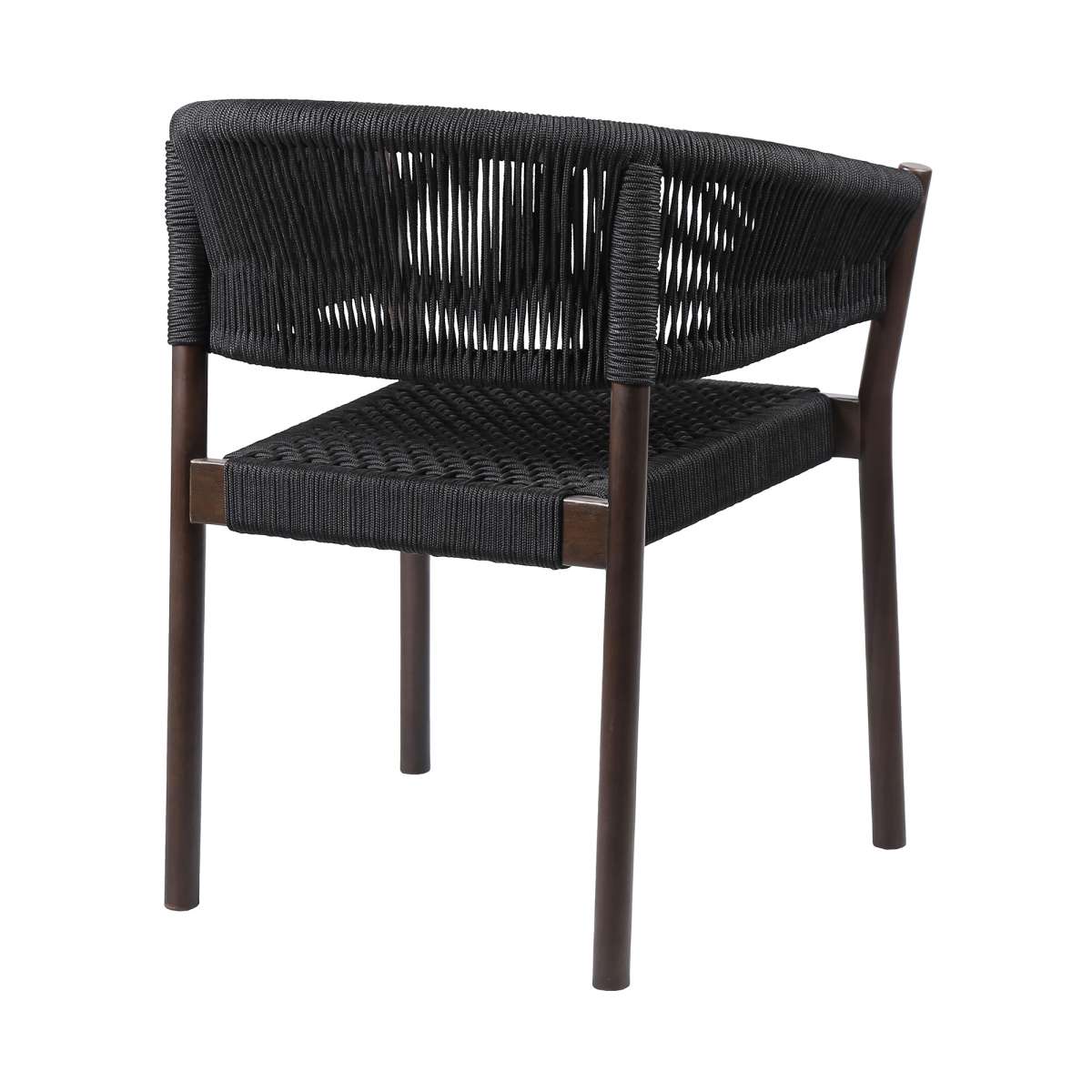Fineline and Doris Indoor Outdoor 7 Piece Dining Set in Dark Eucalyptus Wood with Superstone and Black Rope By Armen Living - Image 4