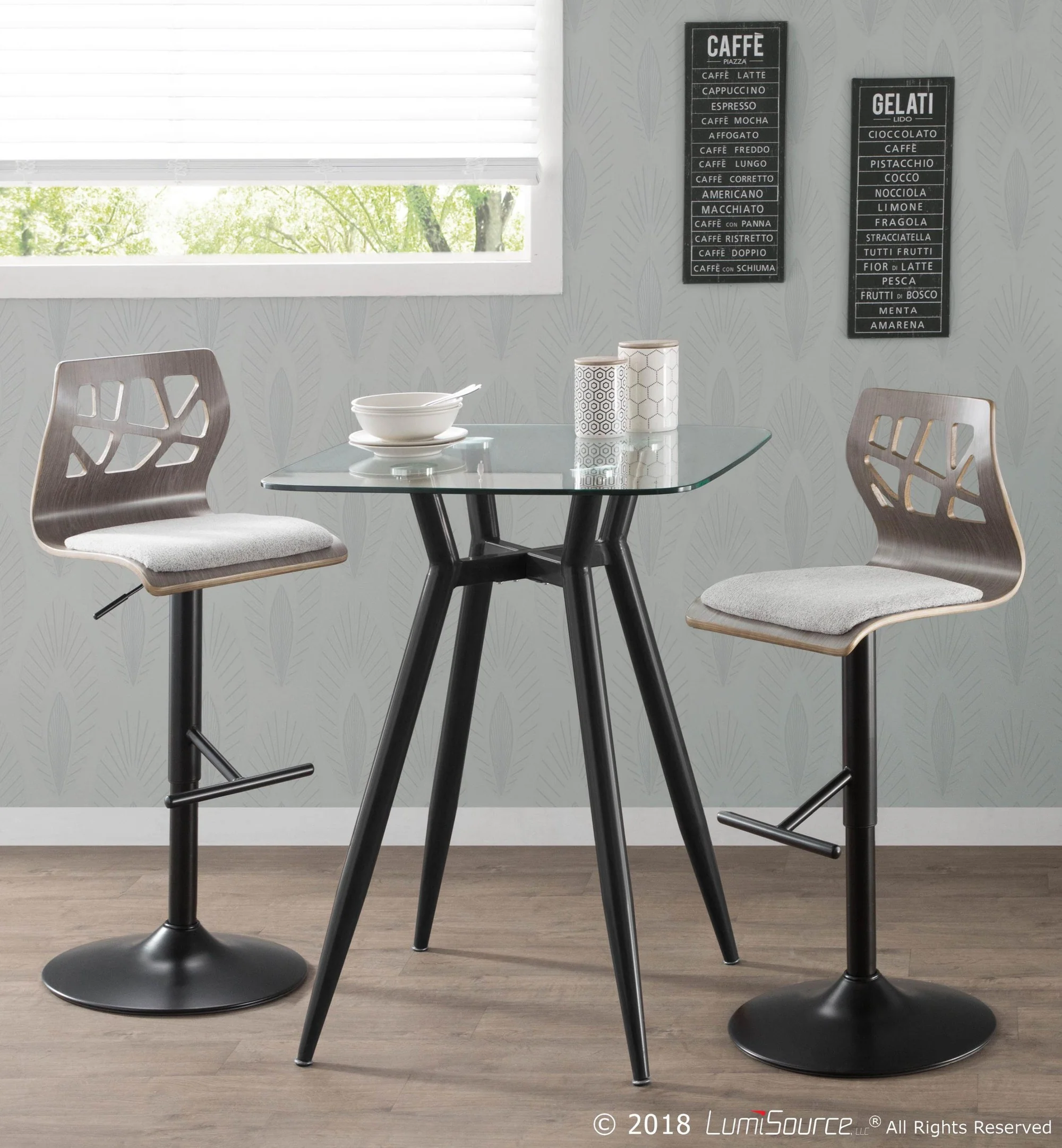 Folia Adjustable Barstool - Set of 2 Gray By LumiSource