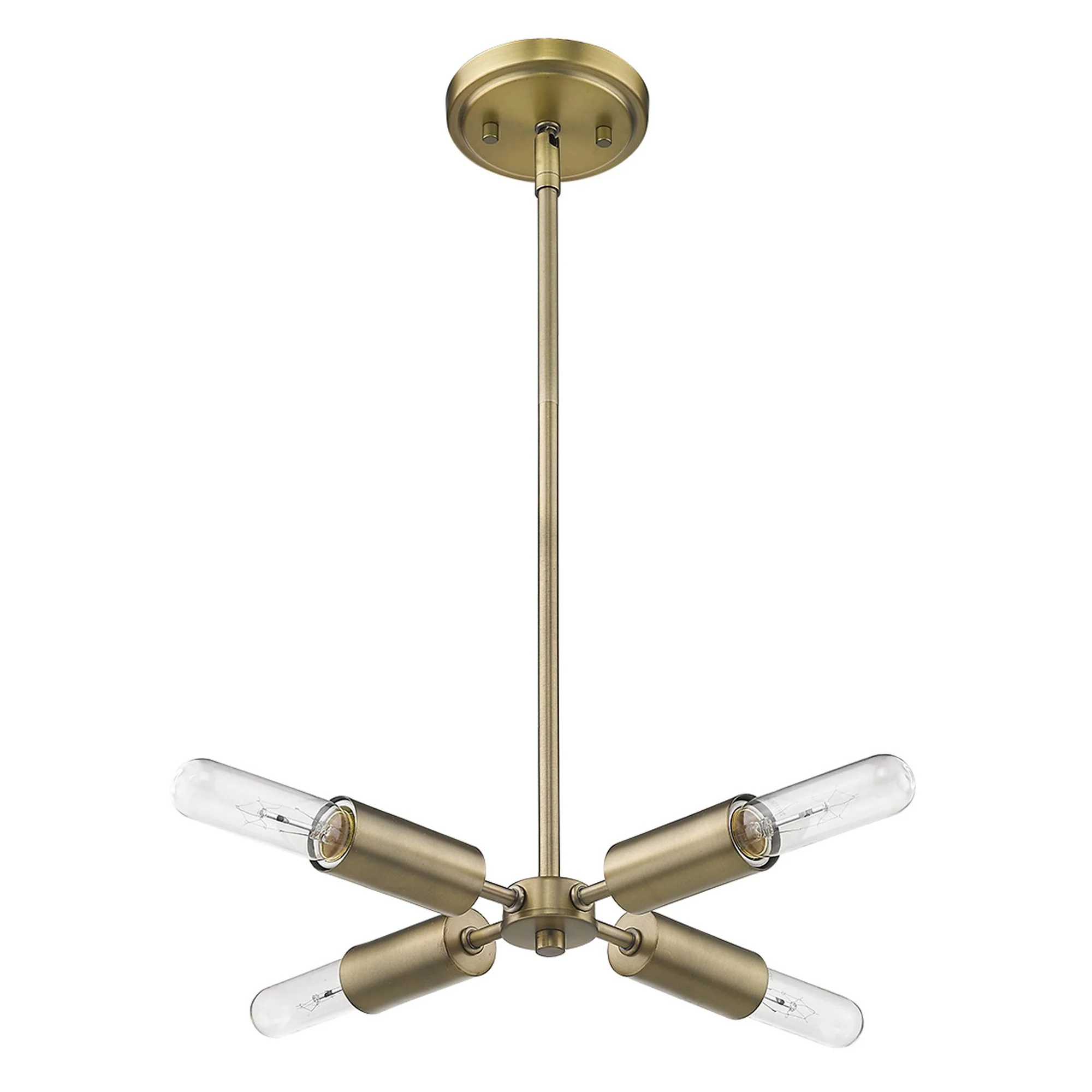 Four Light Dull Gold Hanging Chandelier By Homeroots