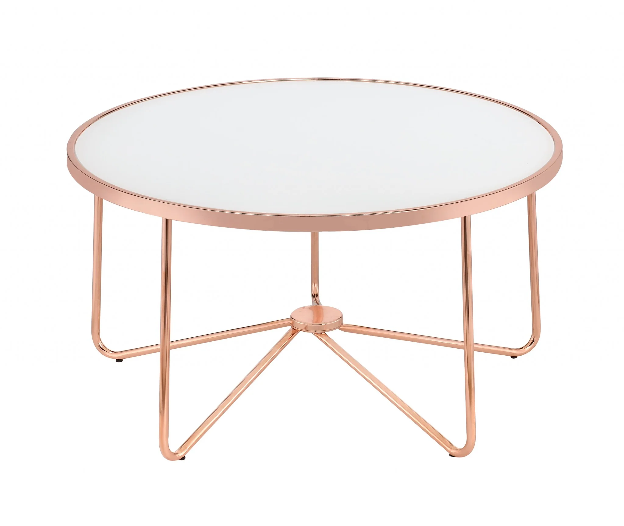 Frosted Glass And Rose Gold Coffee Table By Homeroots