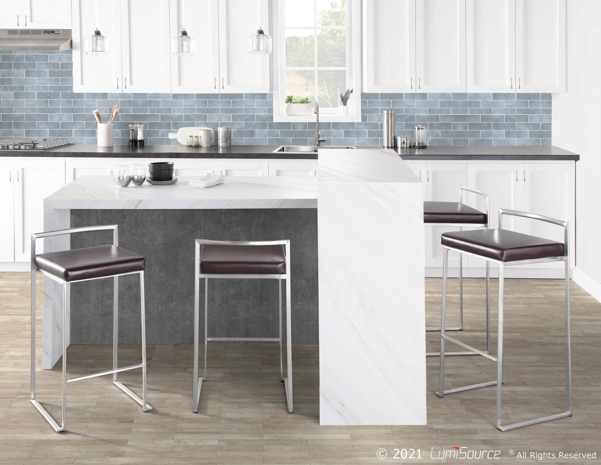 Fuji Stacker 26" Fixed-Height Counter Stool - Set of 3 By LumiSource - B26-FUJIPU SSBK3 - Image 11