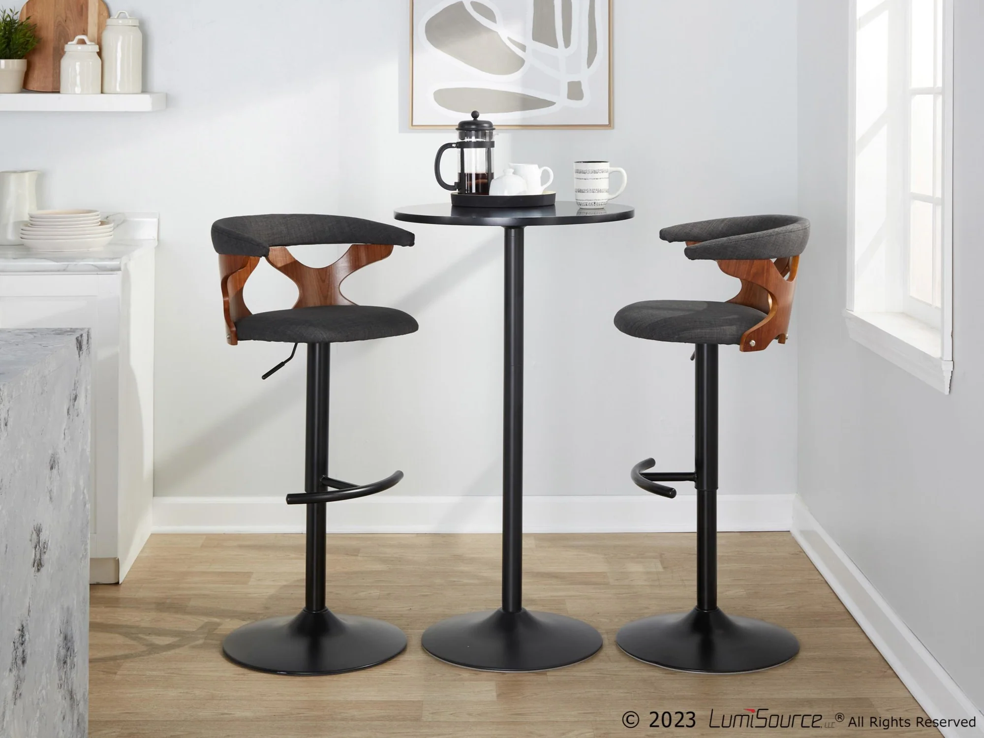 Gardenia Adjustable Barstool - Set of 2 By LumiSource - BS-GARDFB-RT2 BKWLCHAR2