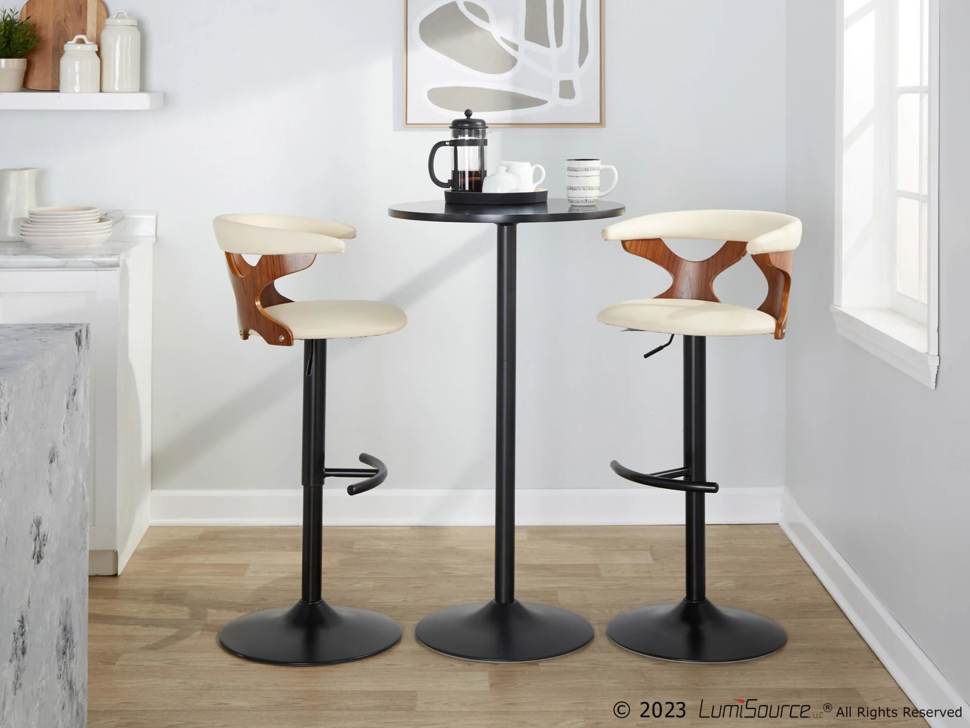 Gardenia Adjustable Barstool - Set of 2 By LumiSource - BS-GARDPU-RT2 BKNACR2 - Image 11