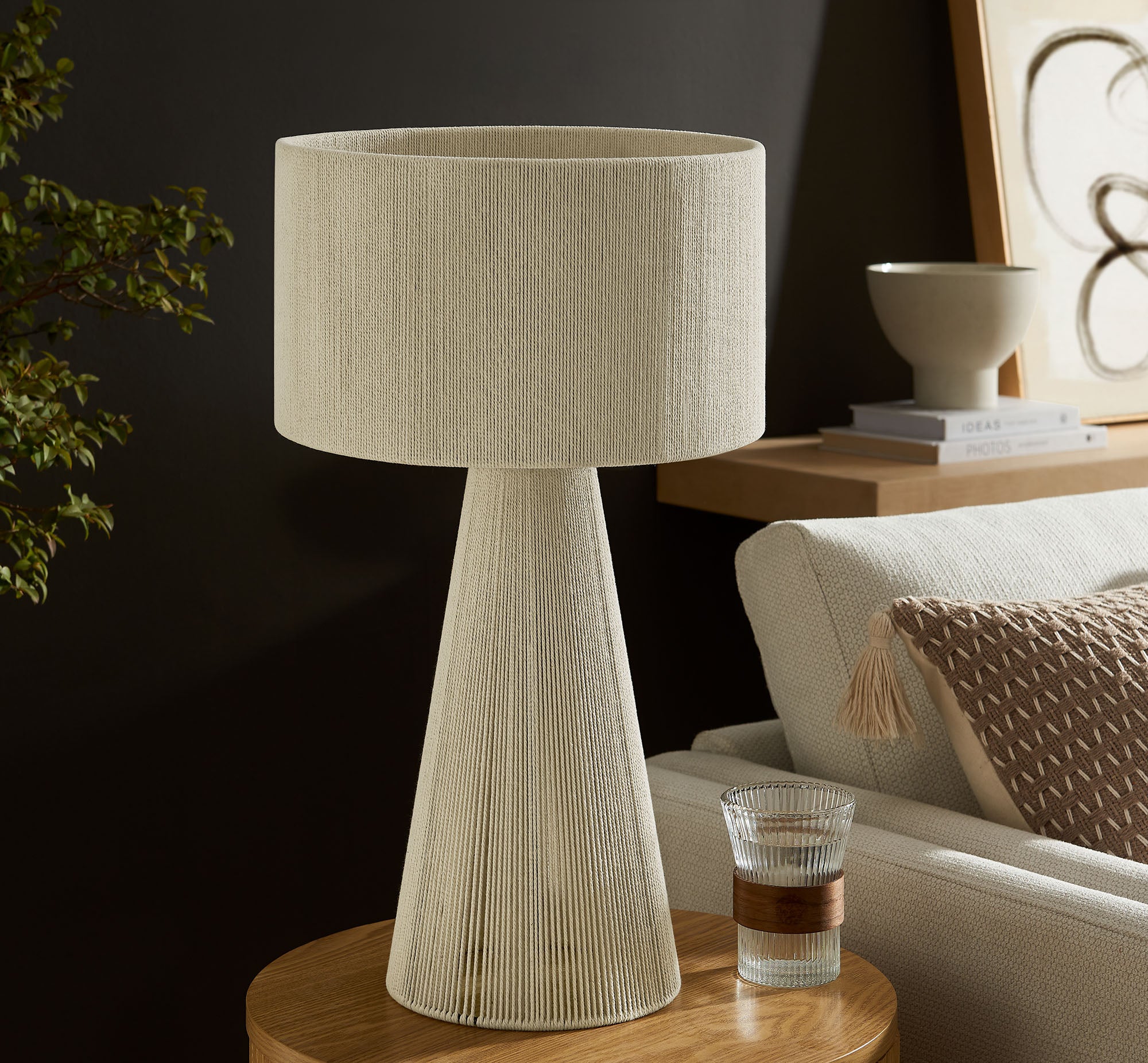 Gia Handwoven Cotton Thread Striped or Plain Table Lamp by Modway - Image 27