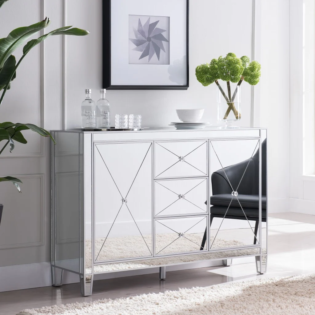 Glamorous Mirrored Bling Multi Storage Accent Cabinet By Homeroots
