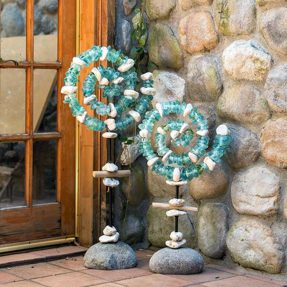 Glass Spiral Garden Stand Set of 2 By Garden Age Supply - Image 5