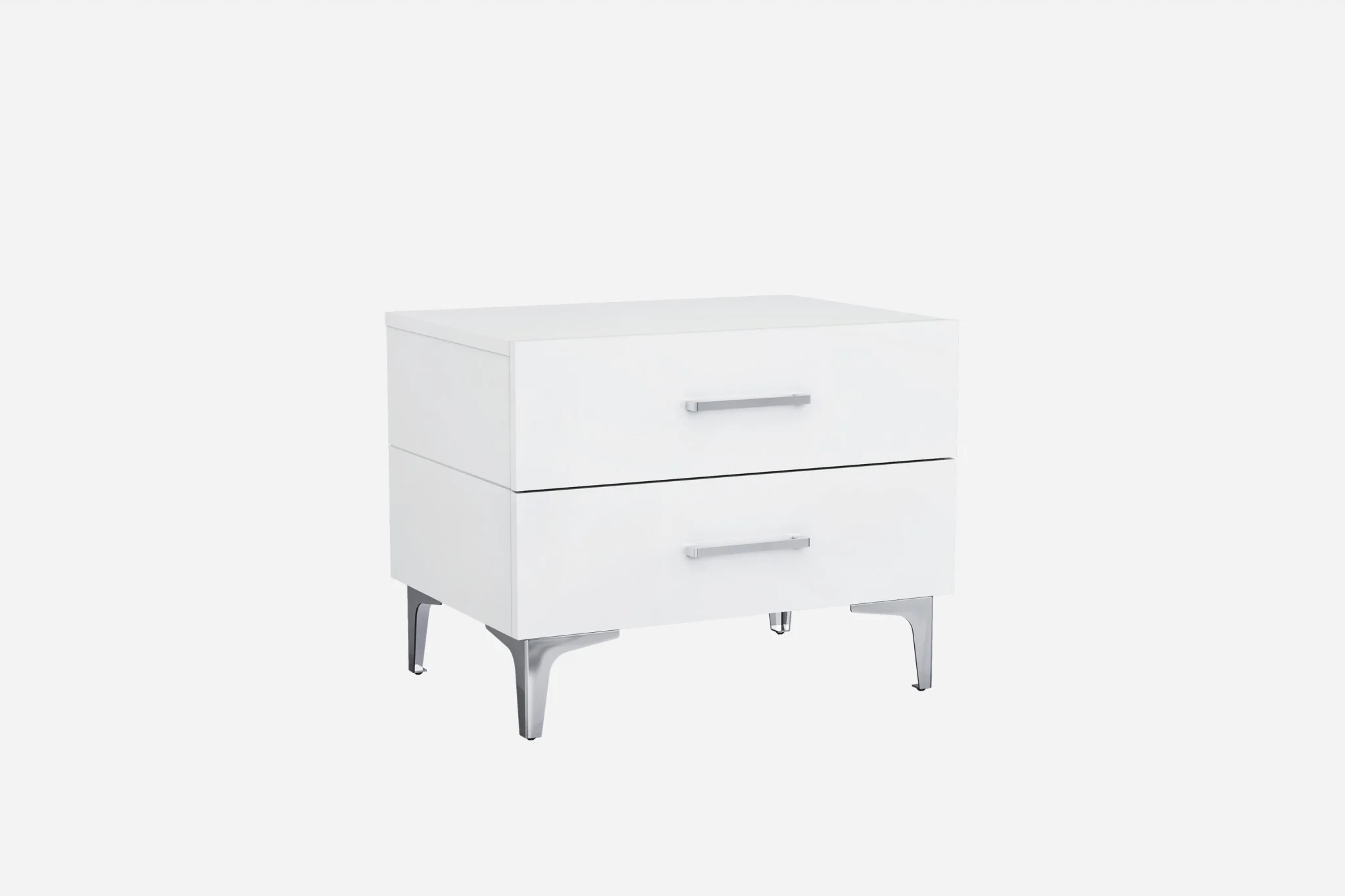 Gloss White Stainless Steel Nightstand By Homeroots