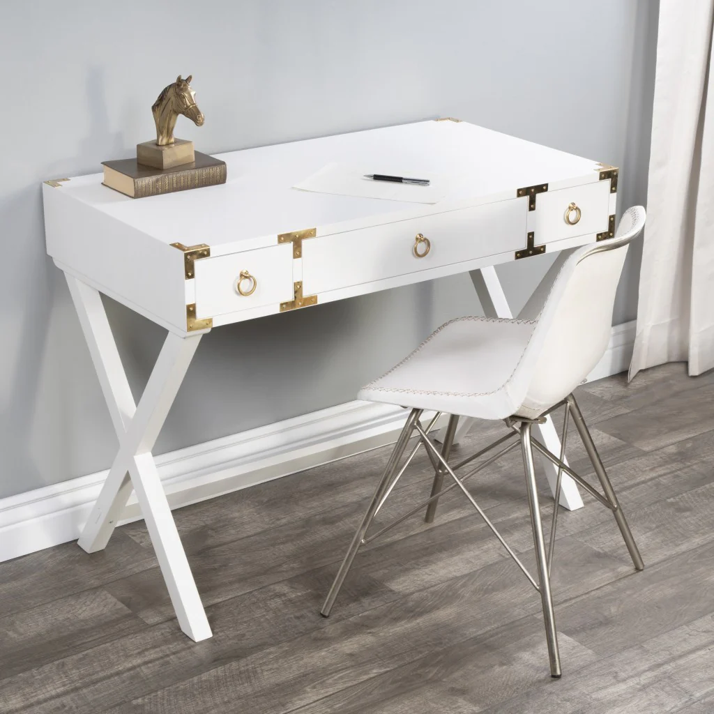 Glossy White Writing Desk By Homeroots