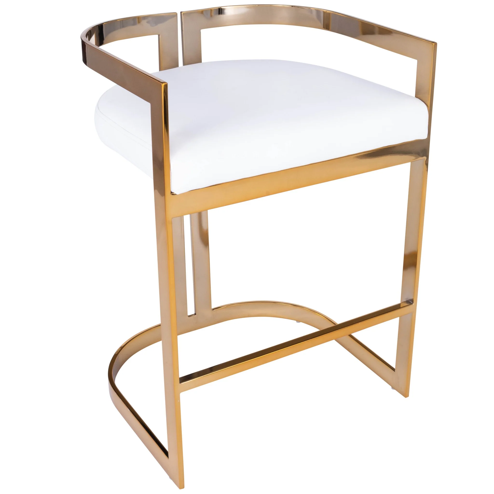 Gold And White Faux Leather Counter Stool By Homeroots