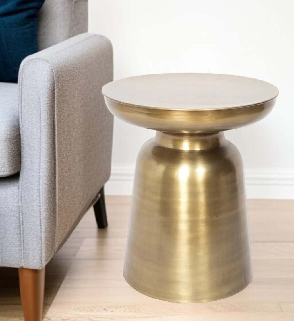 Gold Iron Round End Table By Homeroots