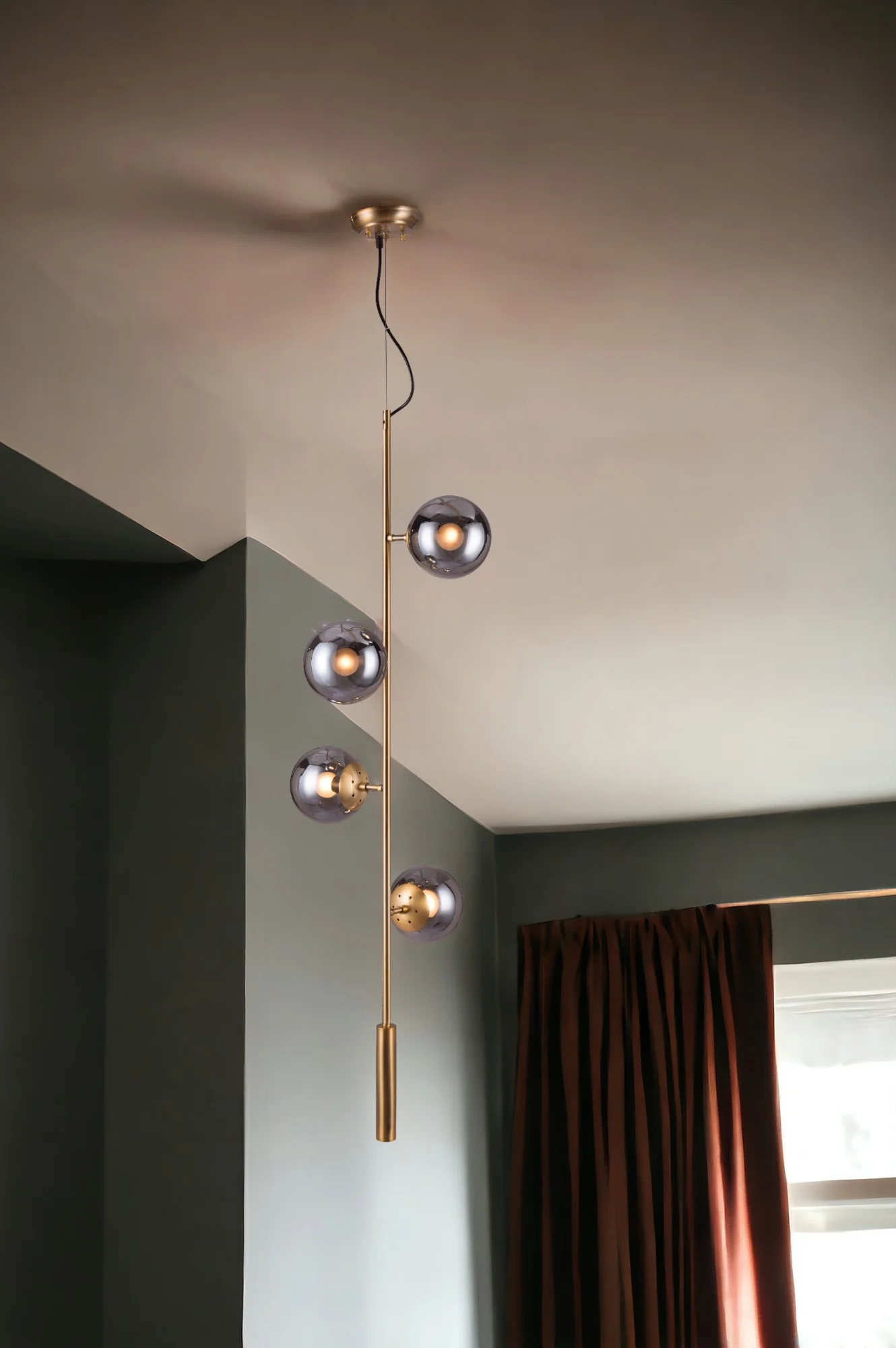 Gold Shaded Four Light Metal Dimmable Ceiling Light With Clear Shades By Homeroots
