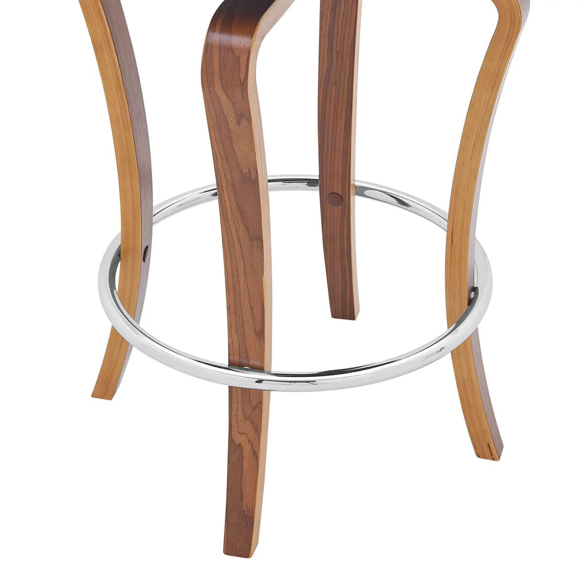 Grady 26" Swivel Gray Faux Leather and Walnut Wood Bar Stool By Armen Living - Image 7