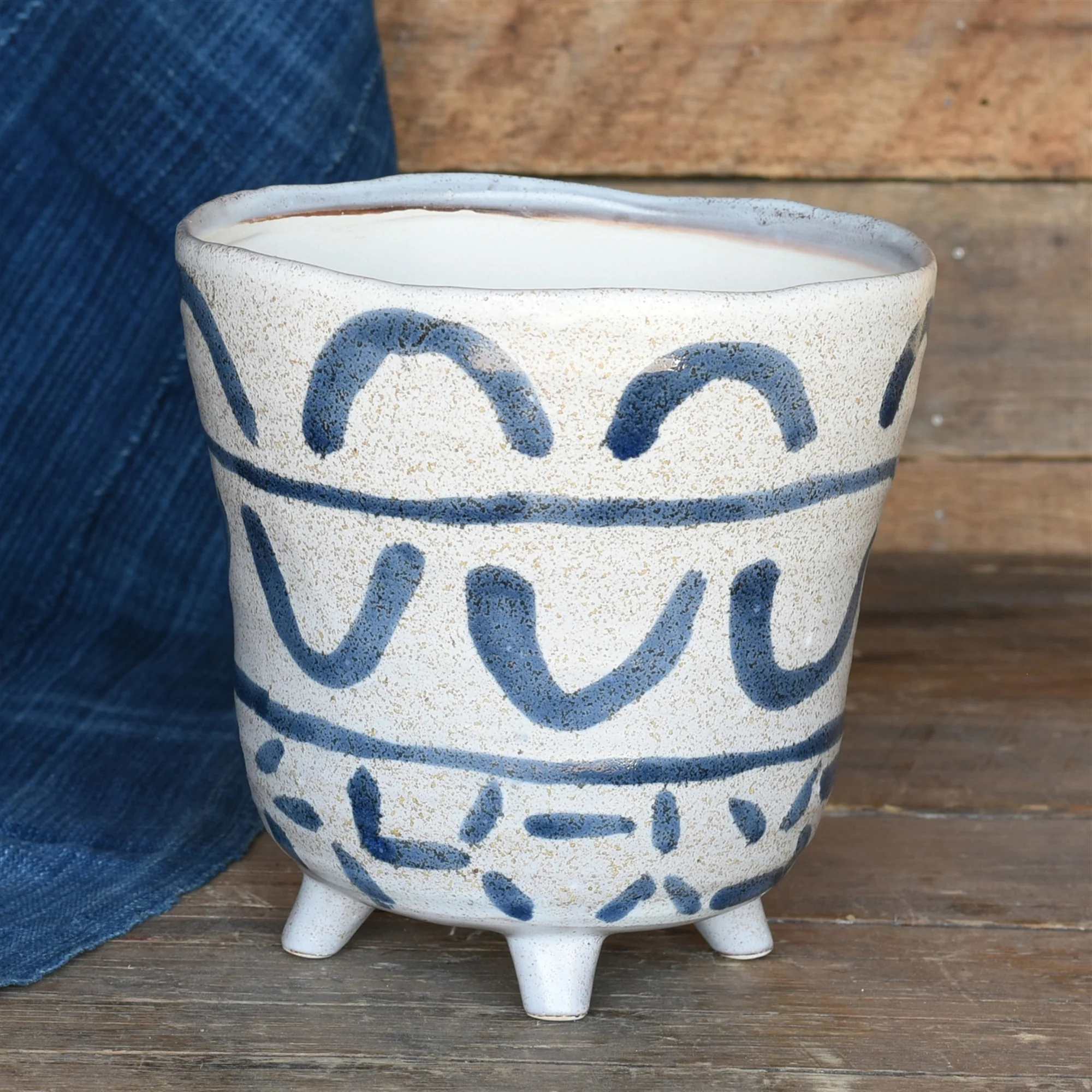 Granada Painted Bowl, Ceramic - Large - Blue & White Set Of 2 By HomArt