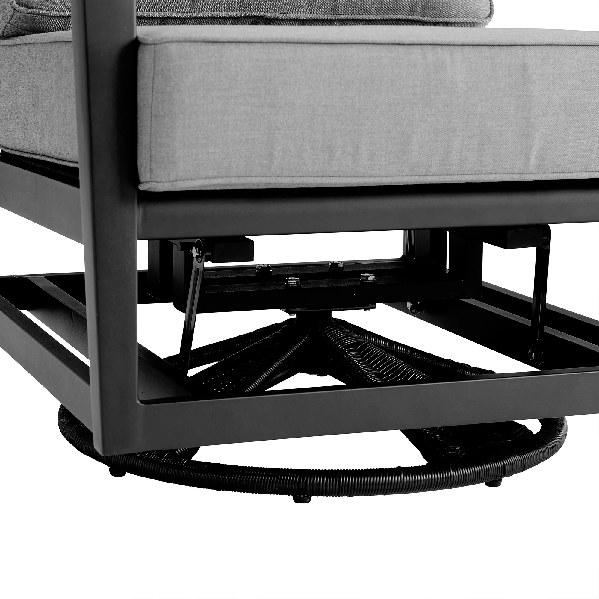 Grand 3 Piece Black Aluminum Outdoor Seating Set with Dark Gray Cushions By Armen Living - Image 7