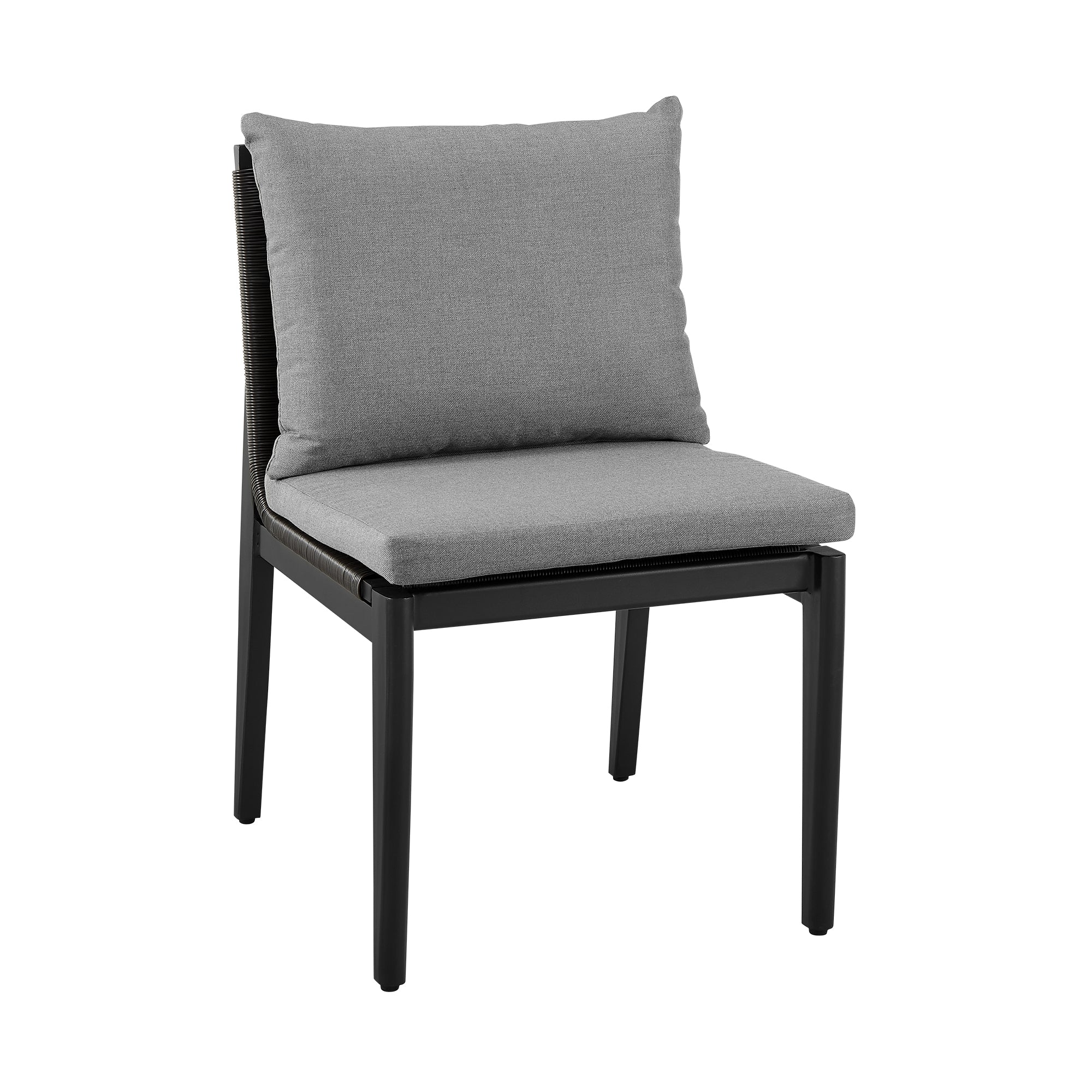 Grand Outdoor Patio Dining Chairs in Aluminum with Grey Cushions - Set of 2 By Armen Living - Image 4