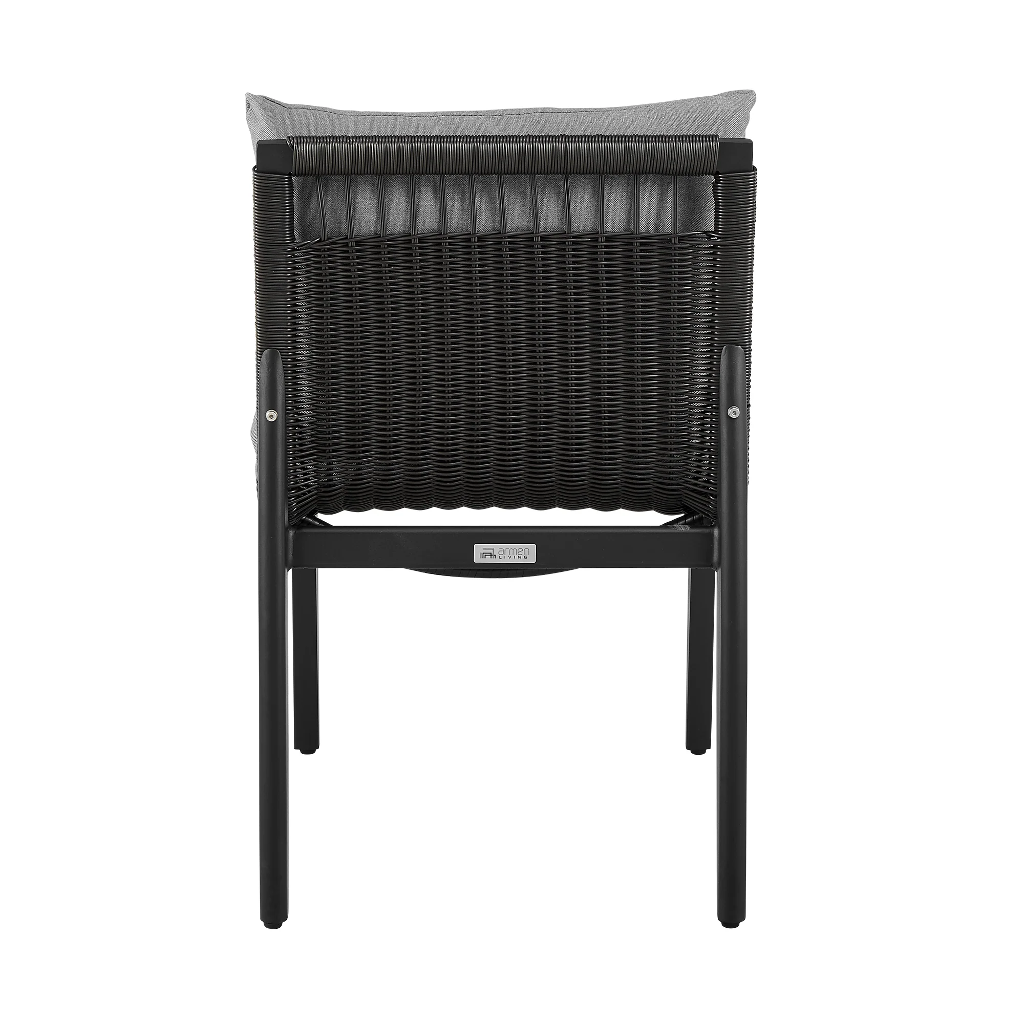 Grand Outdoor Patio Dining Chairs in Aluminum with Grey Cushions - Set of 2 By Armen Living - Image 8