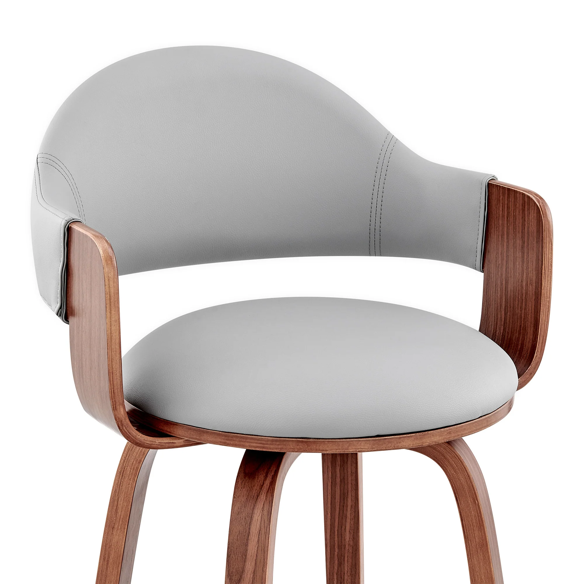 Gray And Brown Swivel Low Back Bar Height Bar Chair By Homeroots - Image 8
