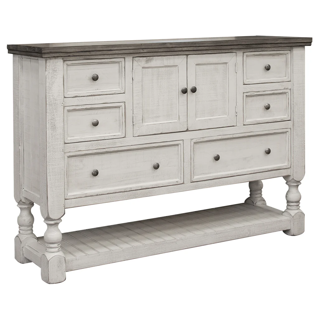 Gray and Ivory Solid Wood Six Drawer Triple Dresser By Homeroots