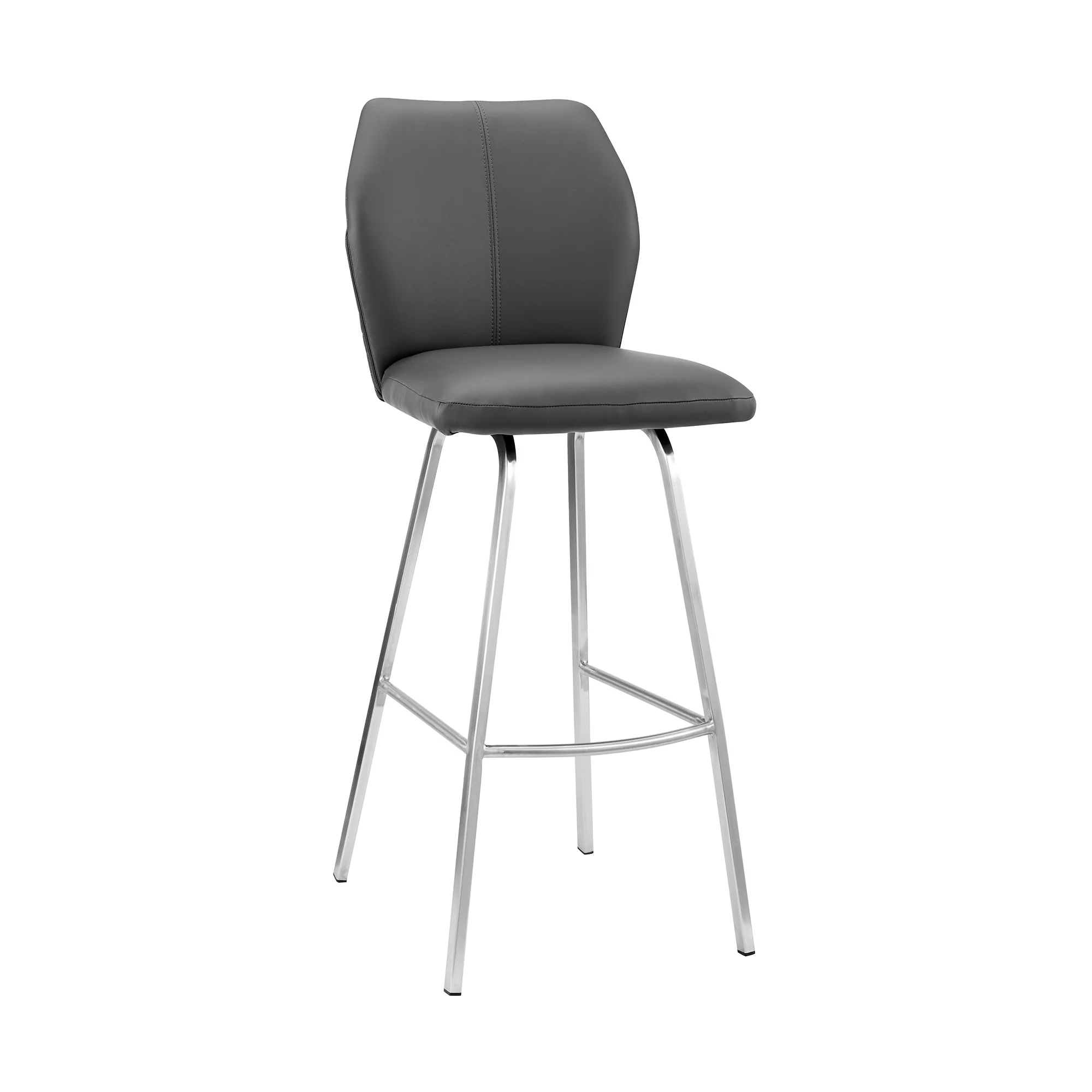 Gray And Silver Faux Leather And Iron Bar Height Bar Chair By Homeroots