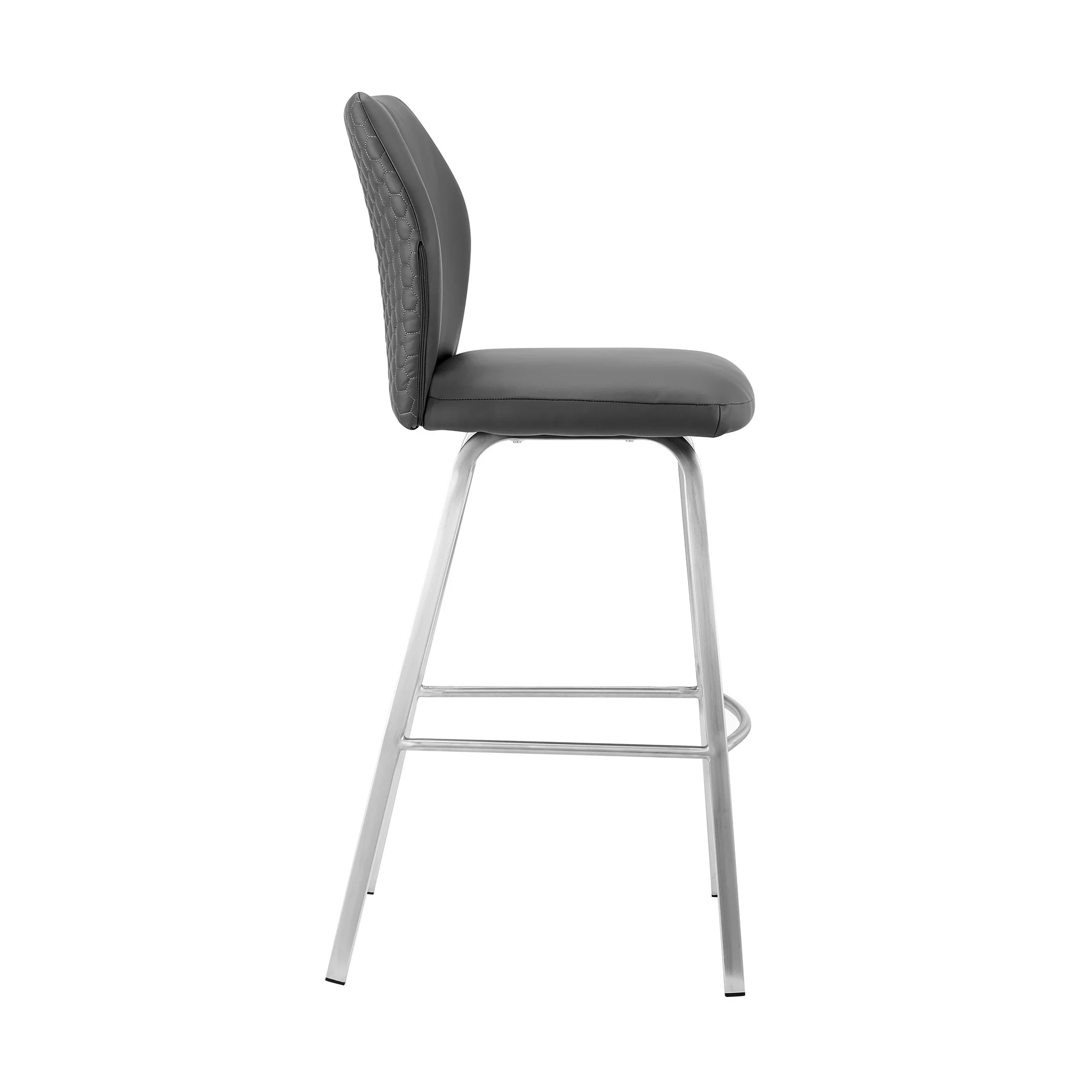 Gray And Silver Faux Leather And Iron Bar Height Bar Chair By Homeroots - Image 4