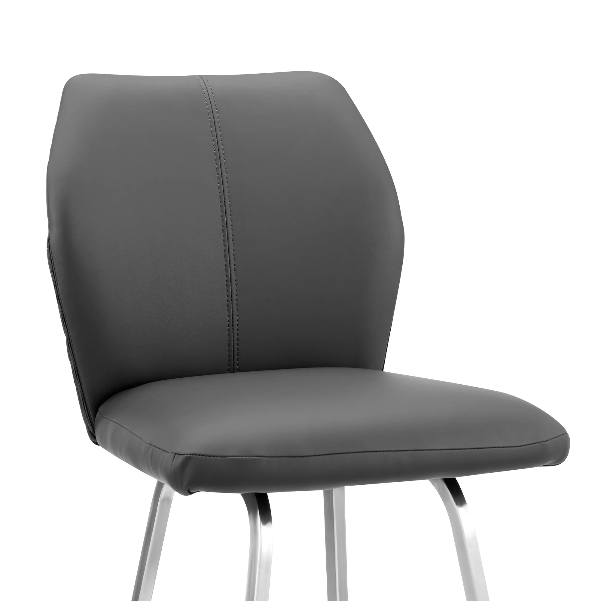 Gray And Silver Faux Leather And Iron Counter Height Bar Chair By Homeroots - Image 8