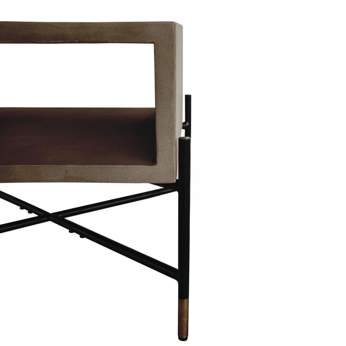 Gray Concrete and Black Metal Open Industrial End Table By Homeroots - Image 4