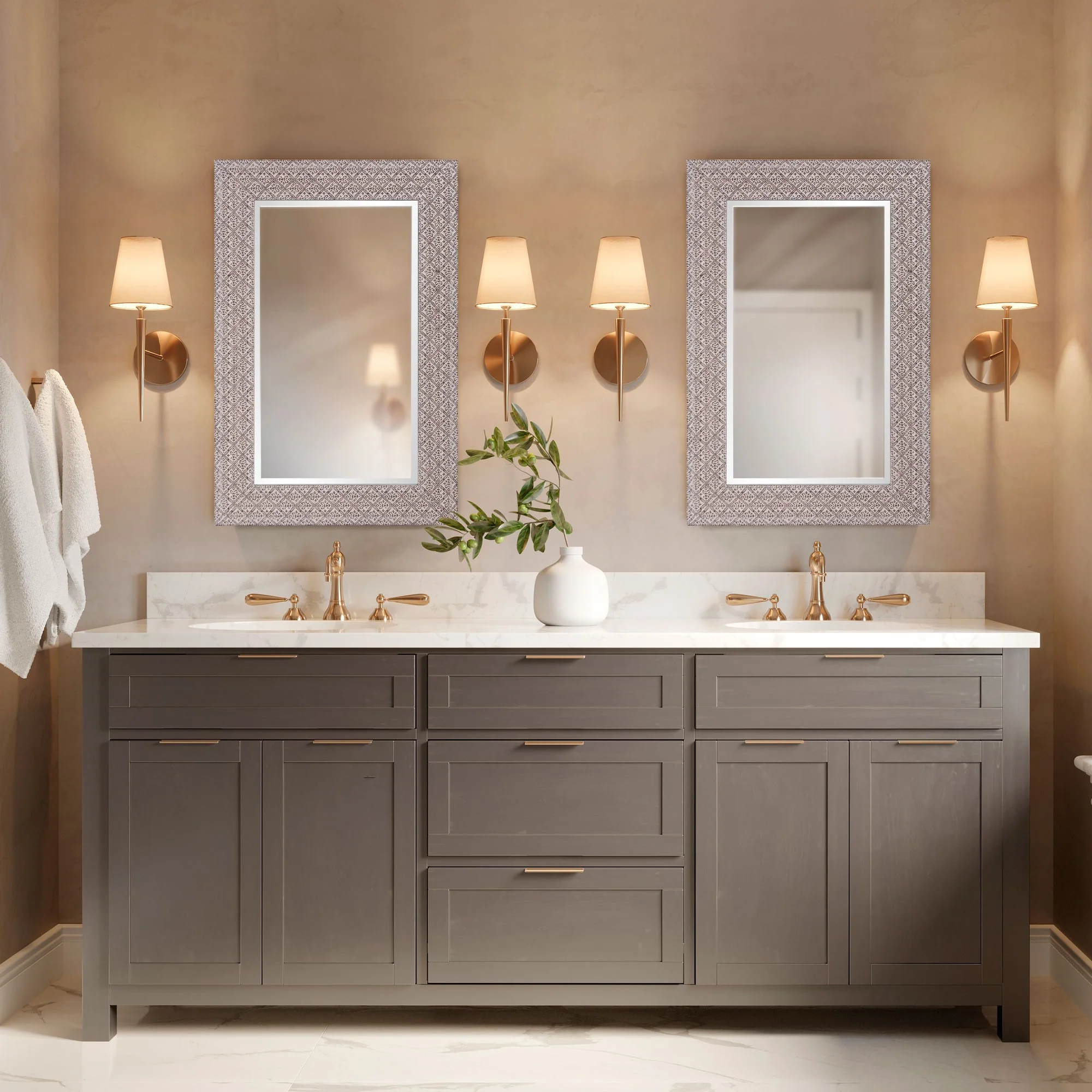 Gray Embossed Faux Wood Rectangular Mirror By Homeroots