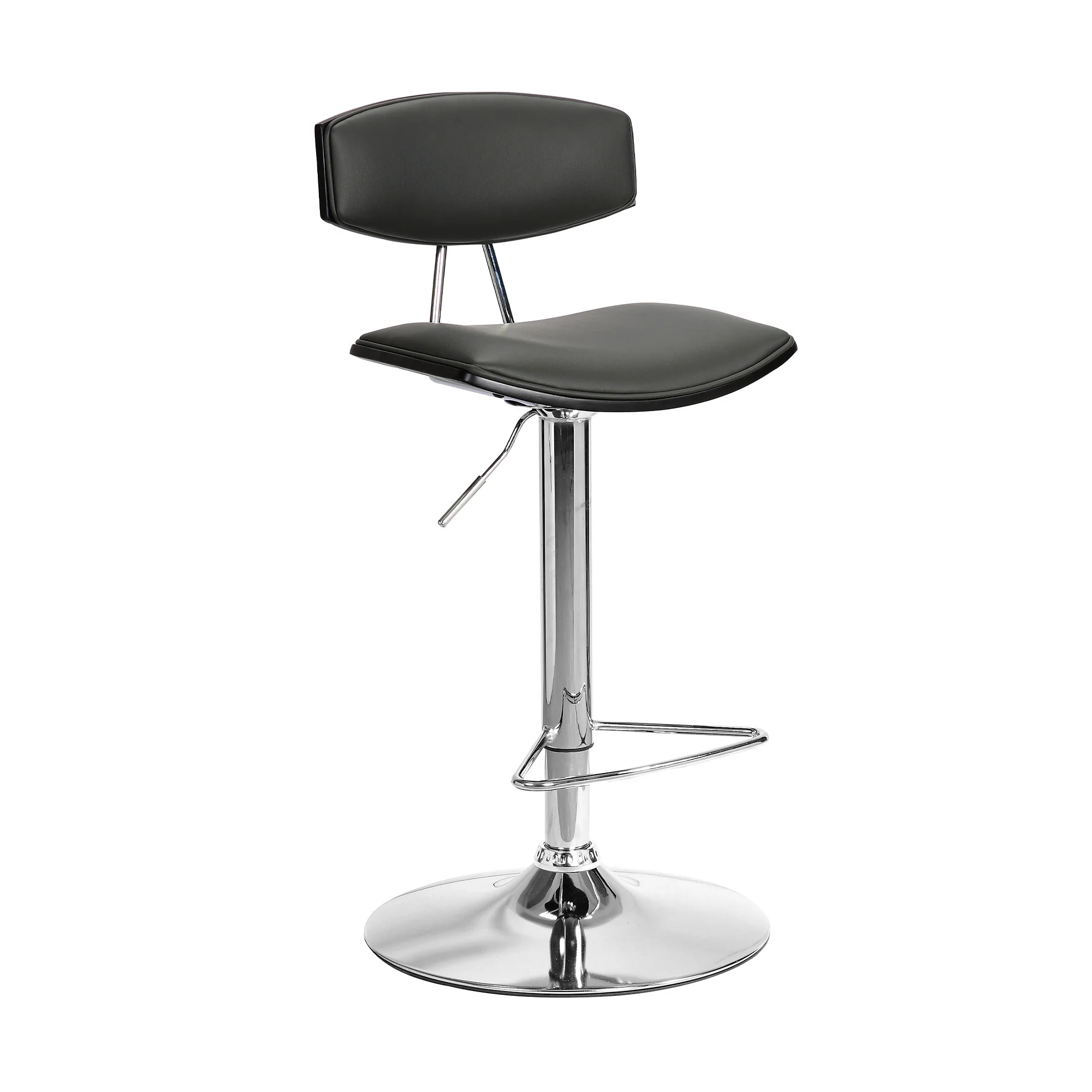 Gray Faux Leather Adjustable Chrome Base Swivel Bar Stool By Homeroots