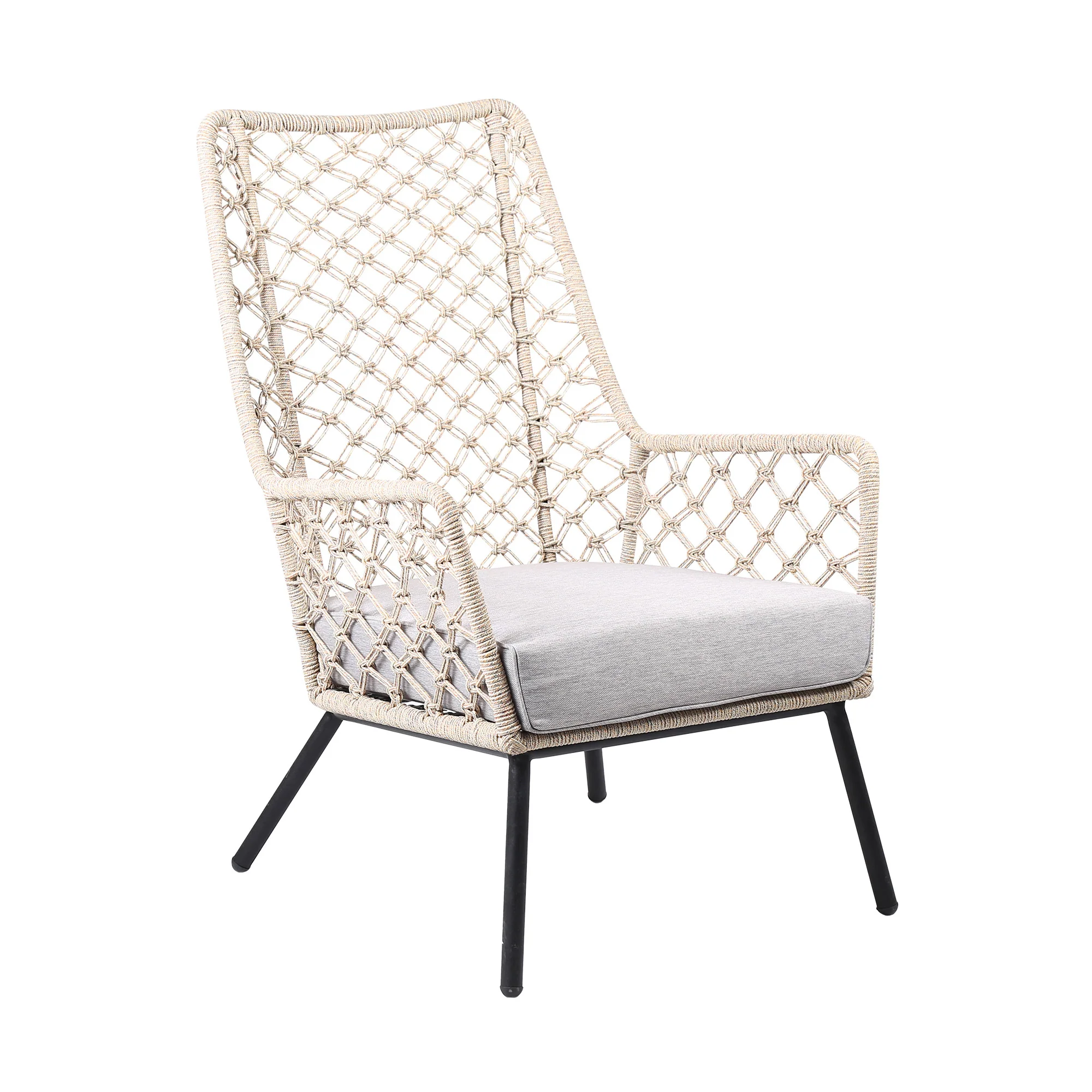 Gray Metal Outdoor Dining Chair with Gray Cushion By Homeroots