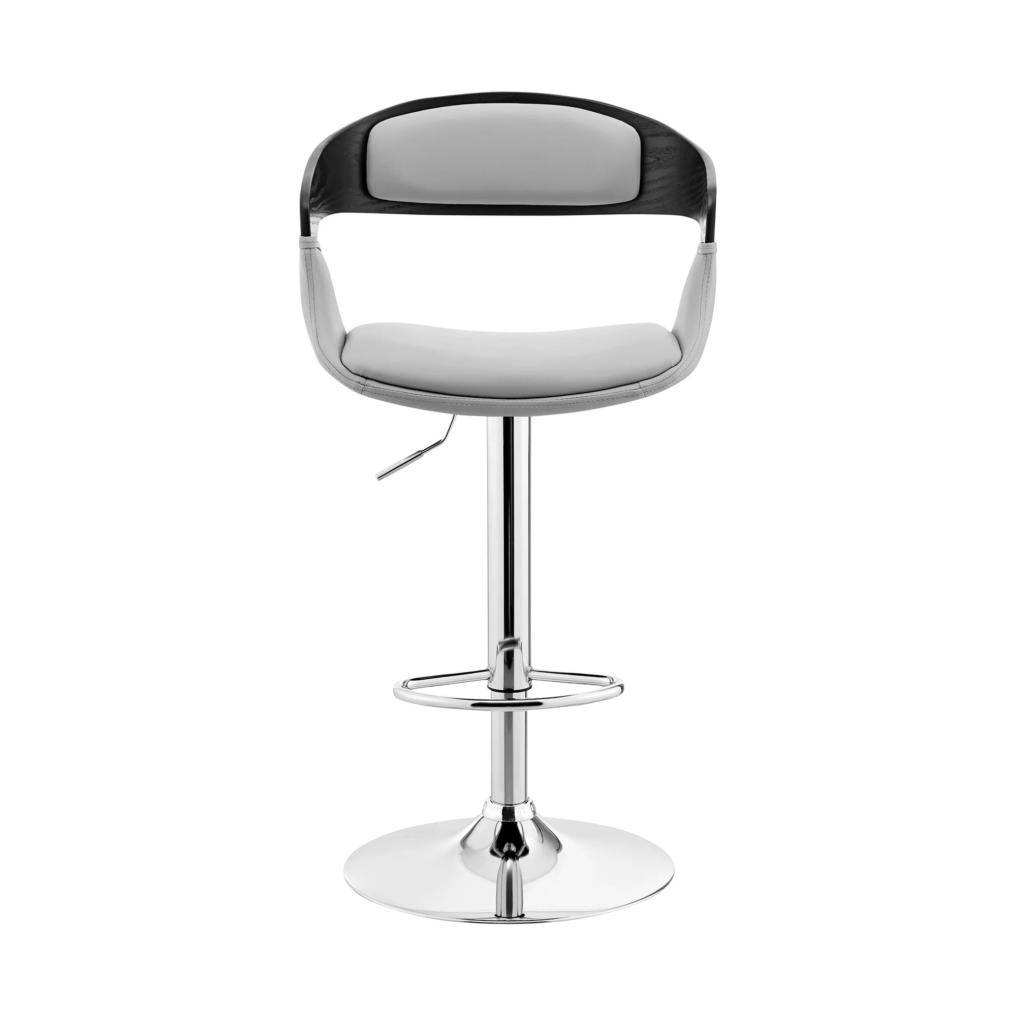 Gray Modern Upholstered & Chrome Base Bar Stool By Homeroots - Image 3