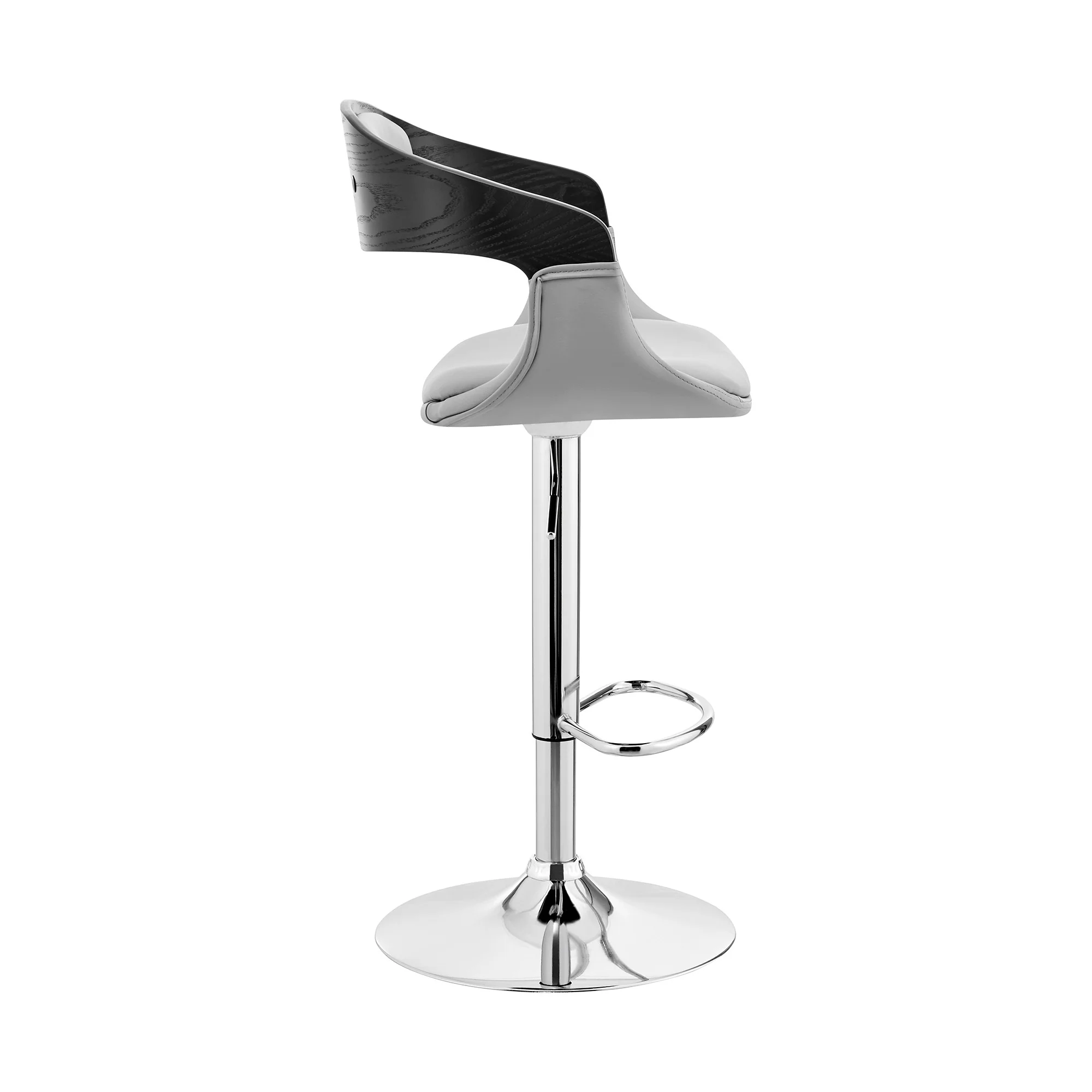 Gray Modern Upholstered & Chrome Base Bar Stool By Homeroots - Image 4