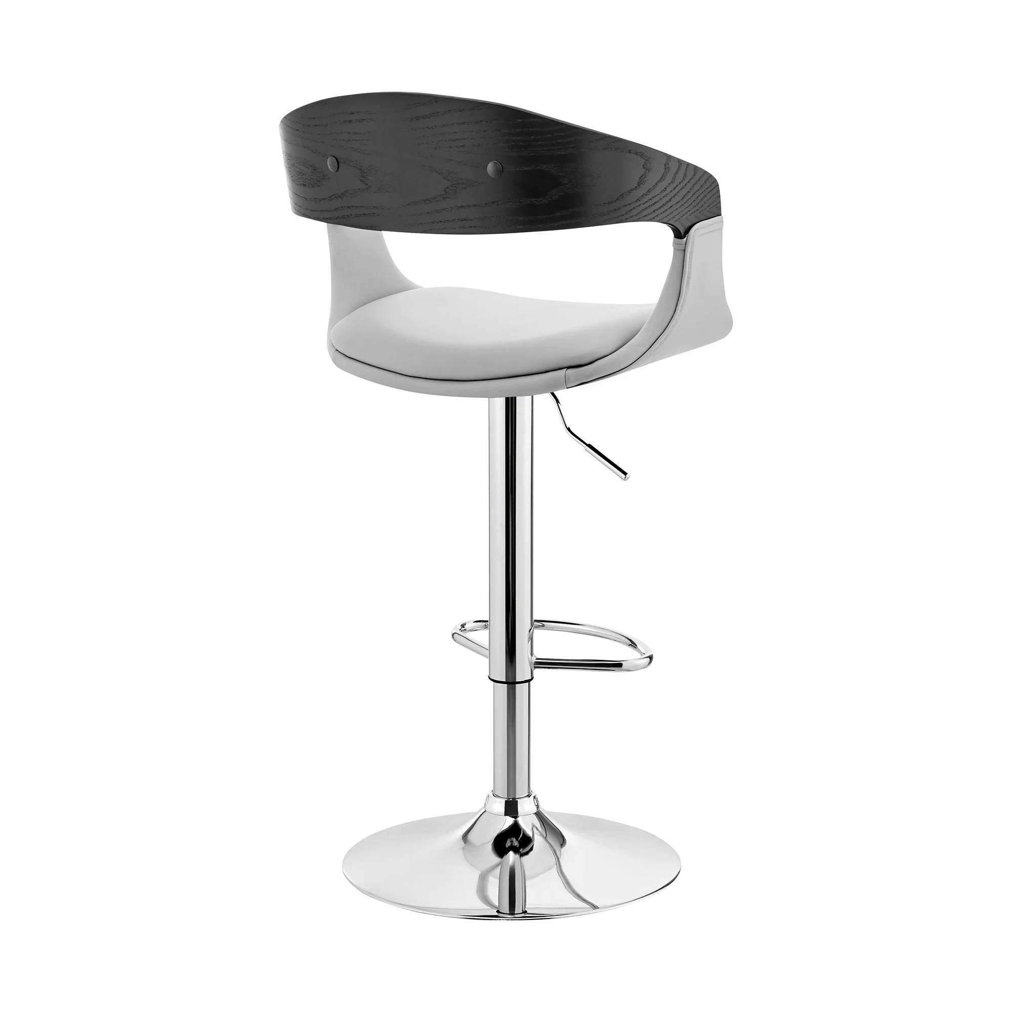 Gray Modern Upholstered & Chrome Base Bar Stool By Homeroots - Image 5