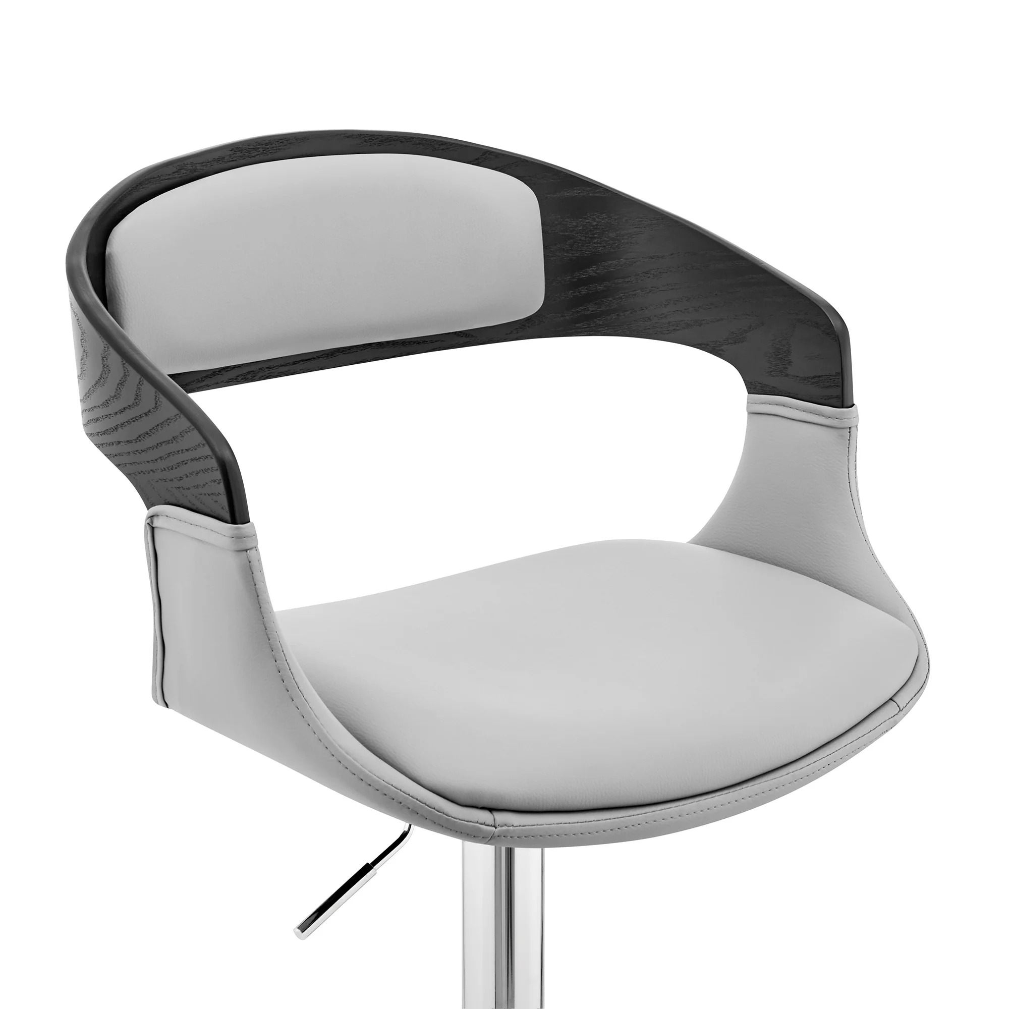 Gray Modern Upholstered & Chrome Base Bar Stool By Homeroots - Image 7
