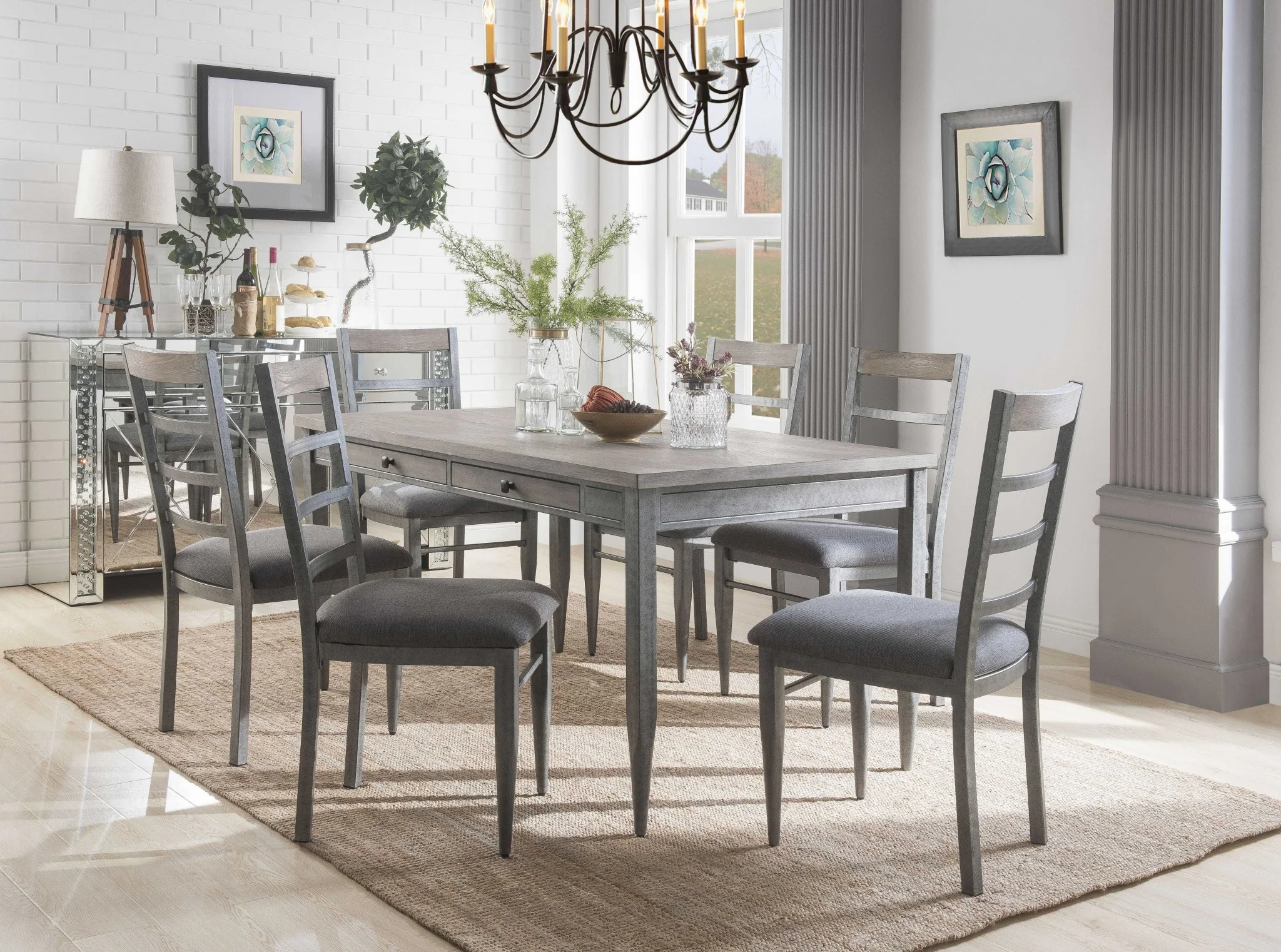 Gray Oak And Antique Gray Dining Table By Homeroots