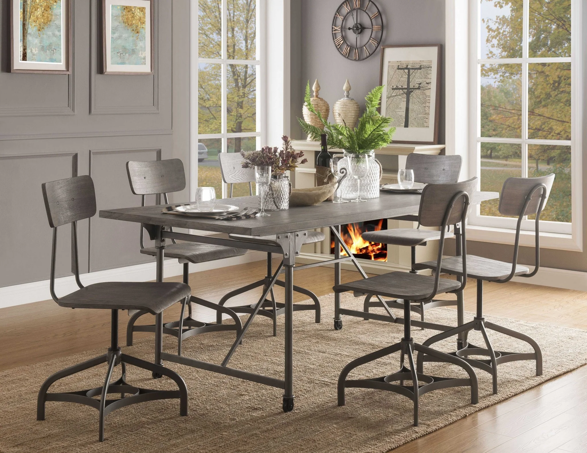 Gray Oak And Sandy Gray Dining Table By Homeroots - 318918