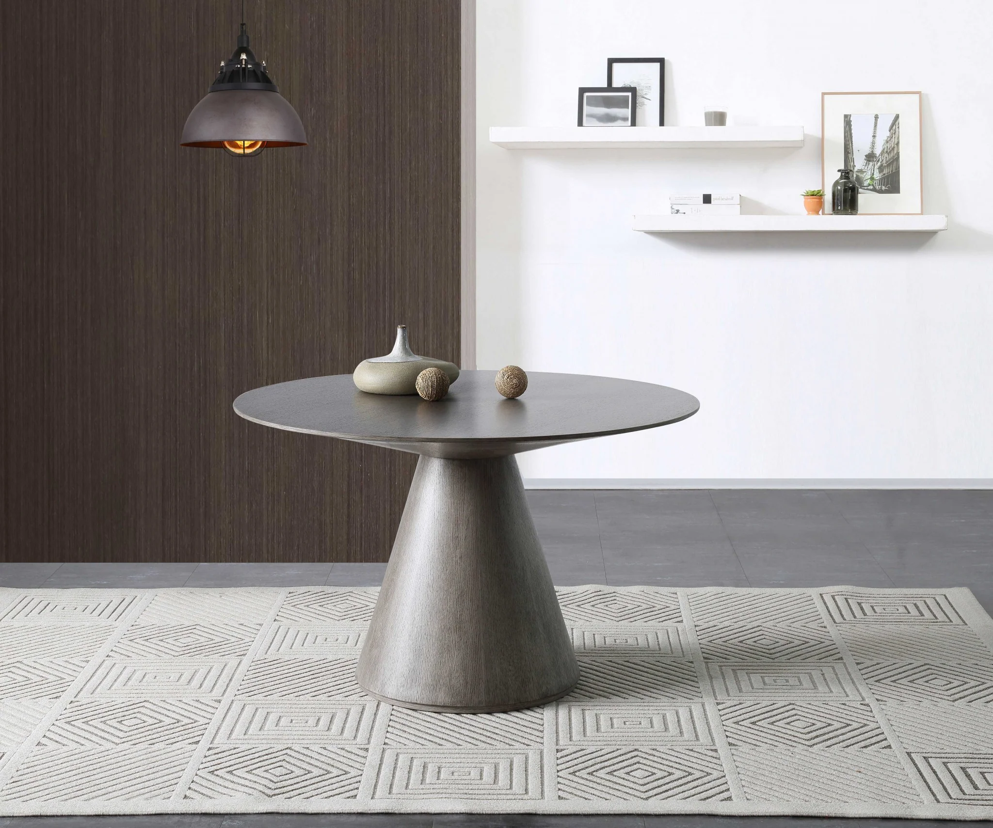 Gray Oak Veneer Dining Table By Homeroots