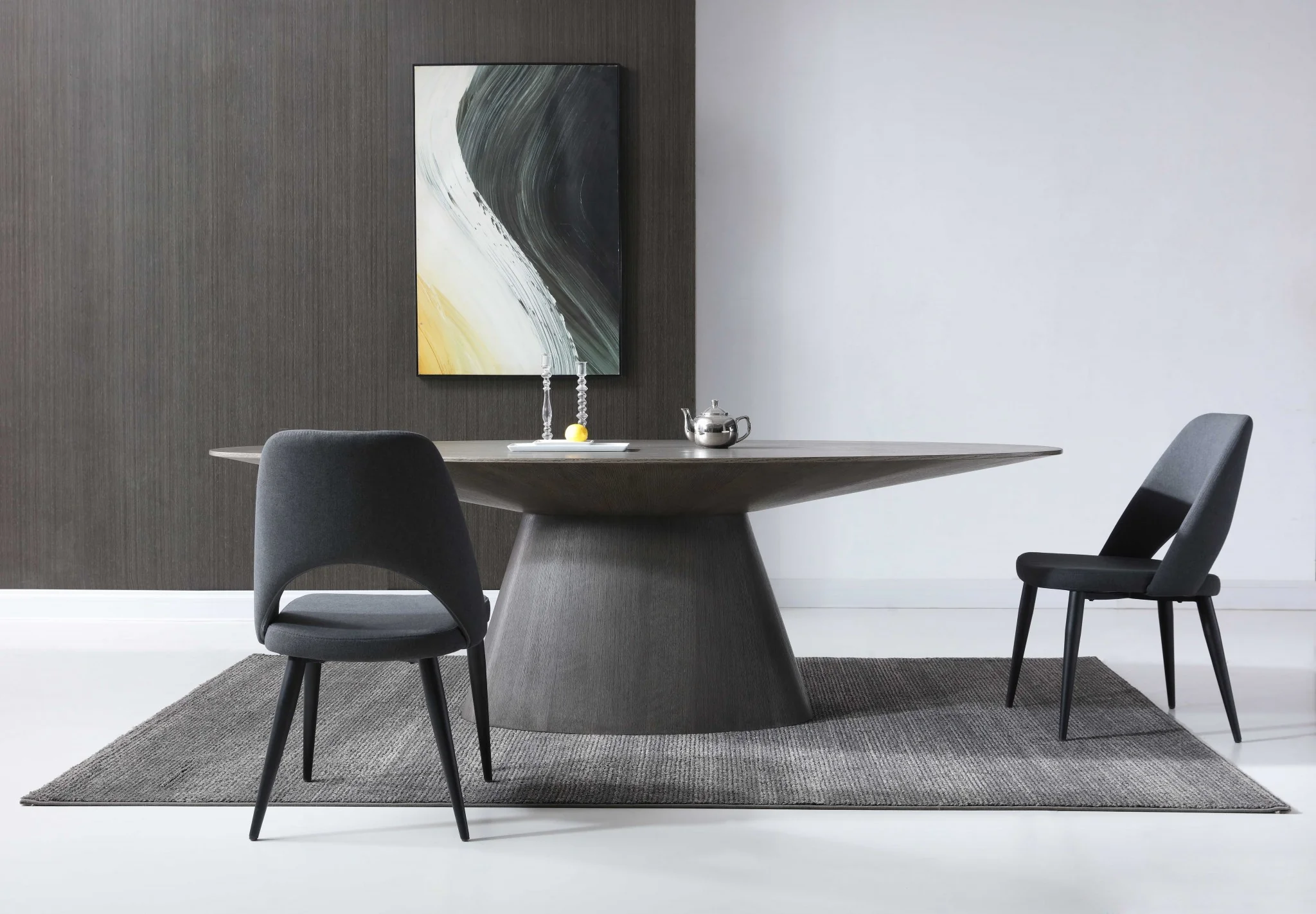 Gray Oak Veneer Oval Dining Table By Homeroots