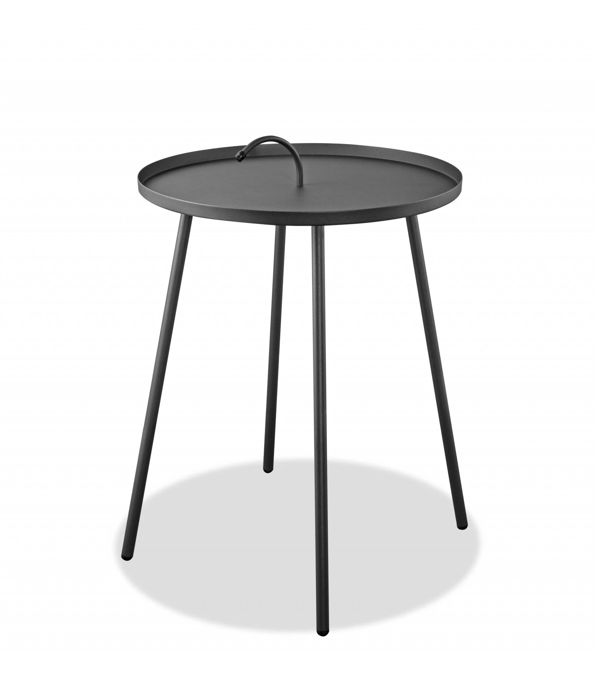 Gray Round Steel End or Side Table By Homeroots