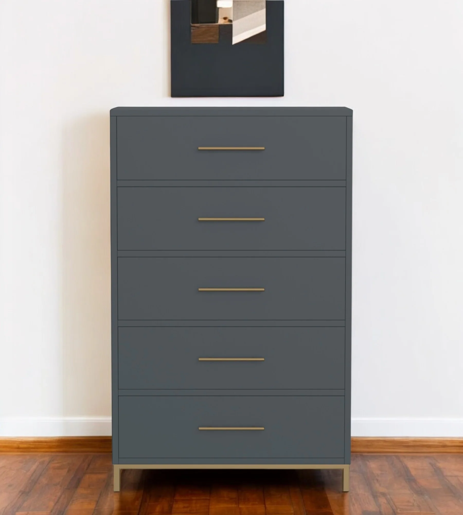 Gray Solid Wood Five Drawer Dresser By Homeroots