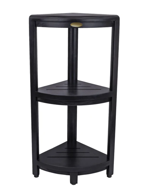 Gray Teak 32" Curvilinear Corner Shower Tiered Shelf By Homeroots
