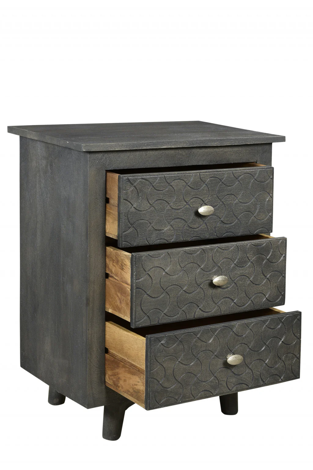 Gray Three Drawer Nightstand By Homeroots