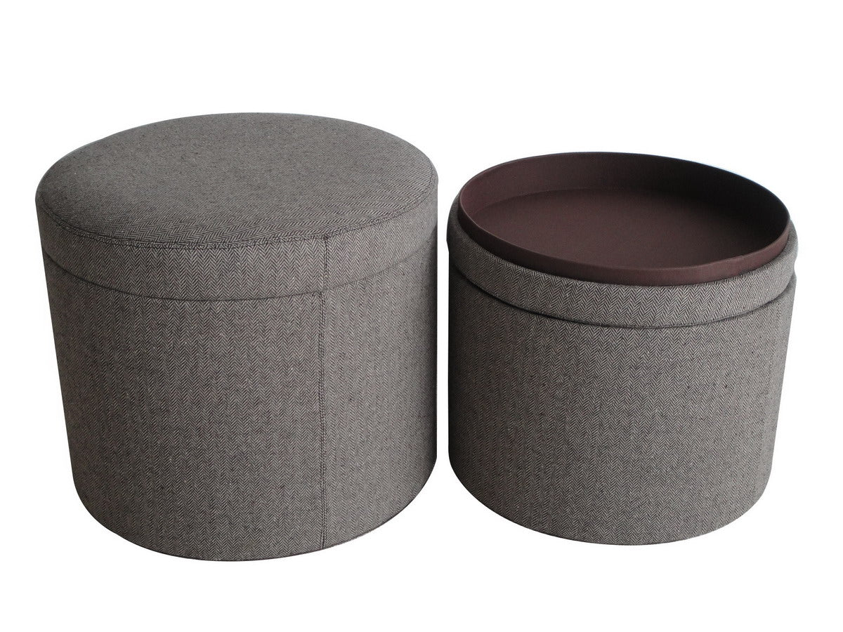Gray Tweed Storage Ottoman By Homeroots