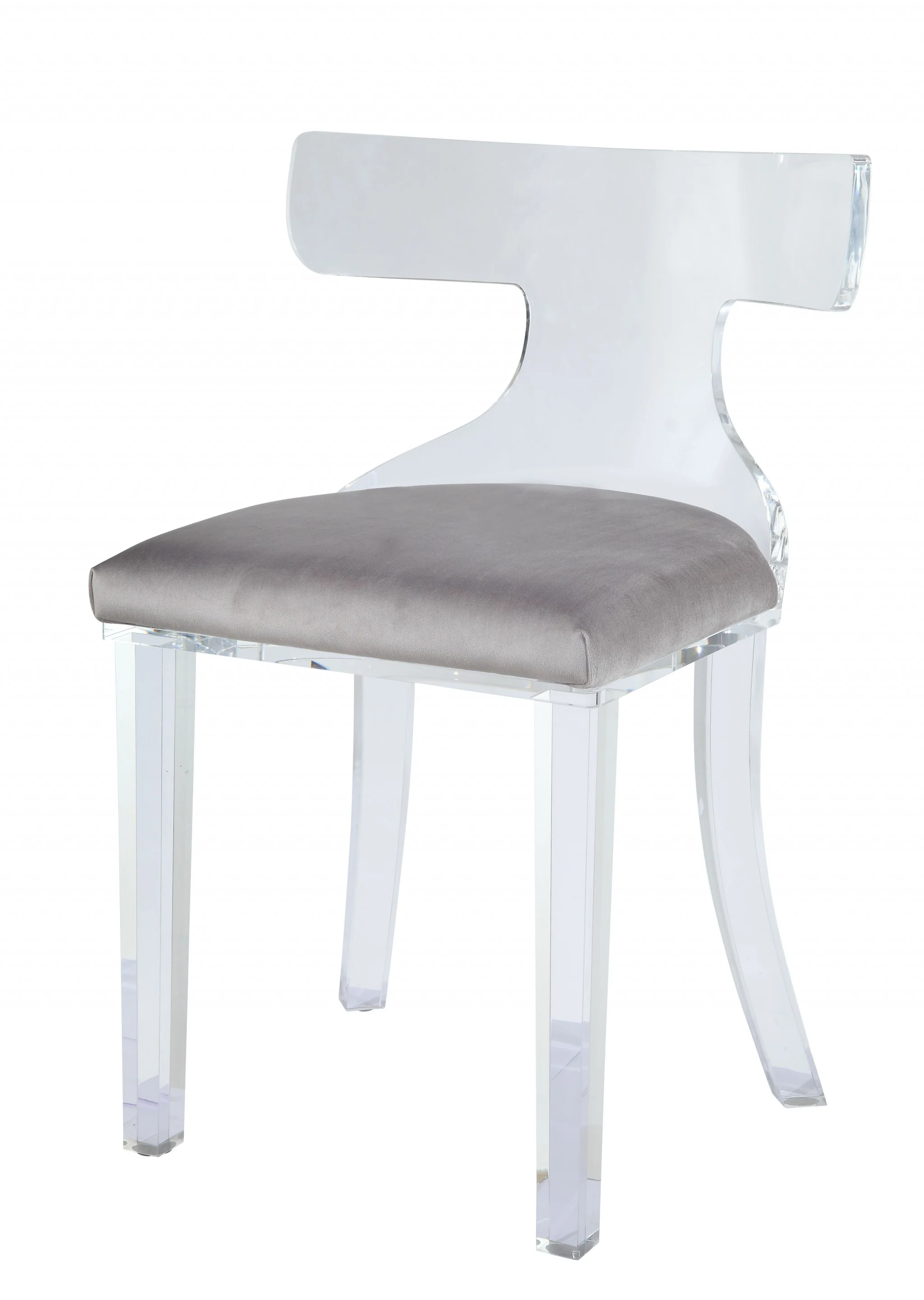Gray Velvet And Clear Acrylic Accent Chair By Homeroots