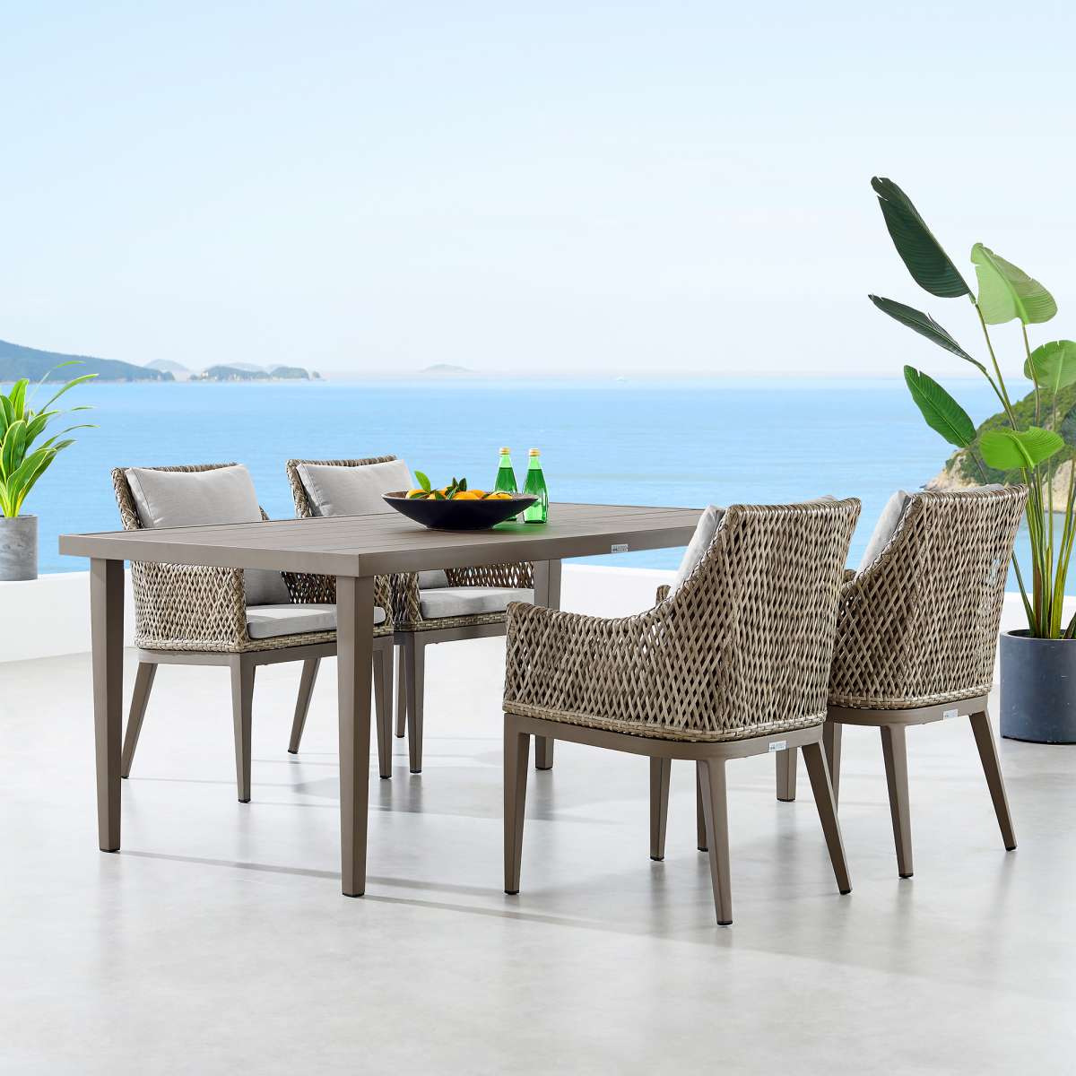 Grenada Outdoor Aluminum Gray Rectangle Dining Table By Armen Living