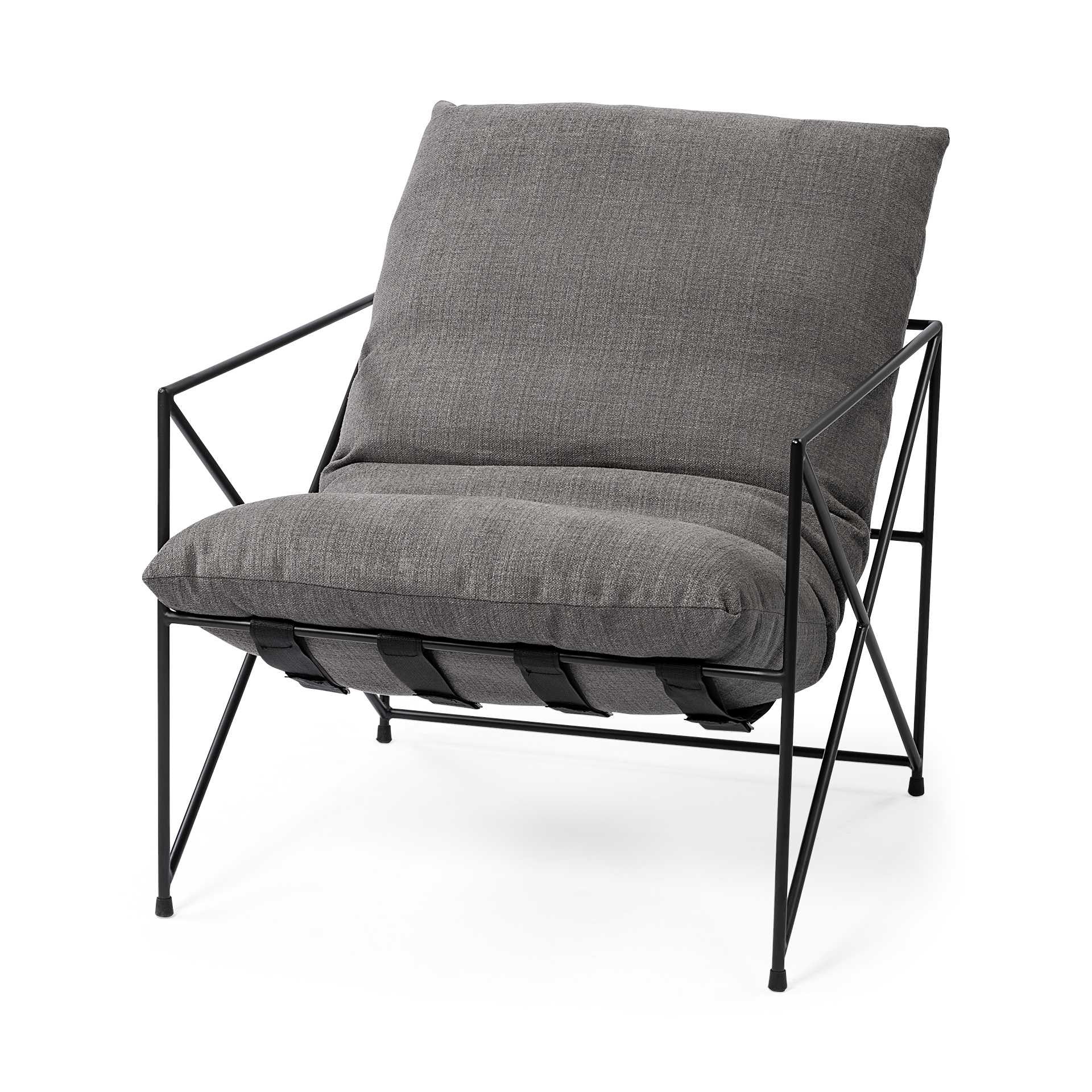 Grey Fabric Wrap Accent Chair with Black Metal Frame By Homeroots