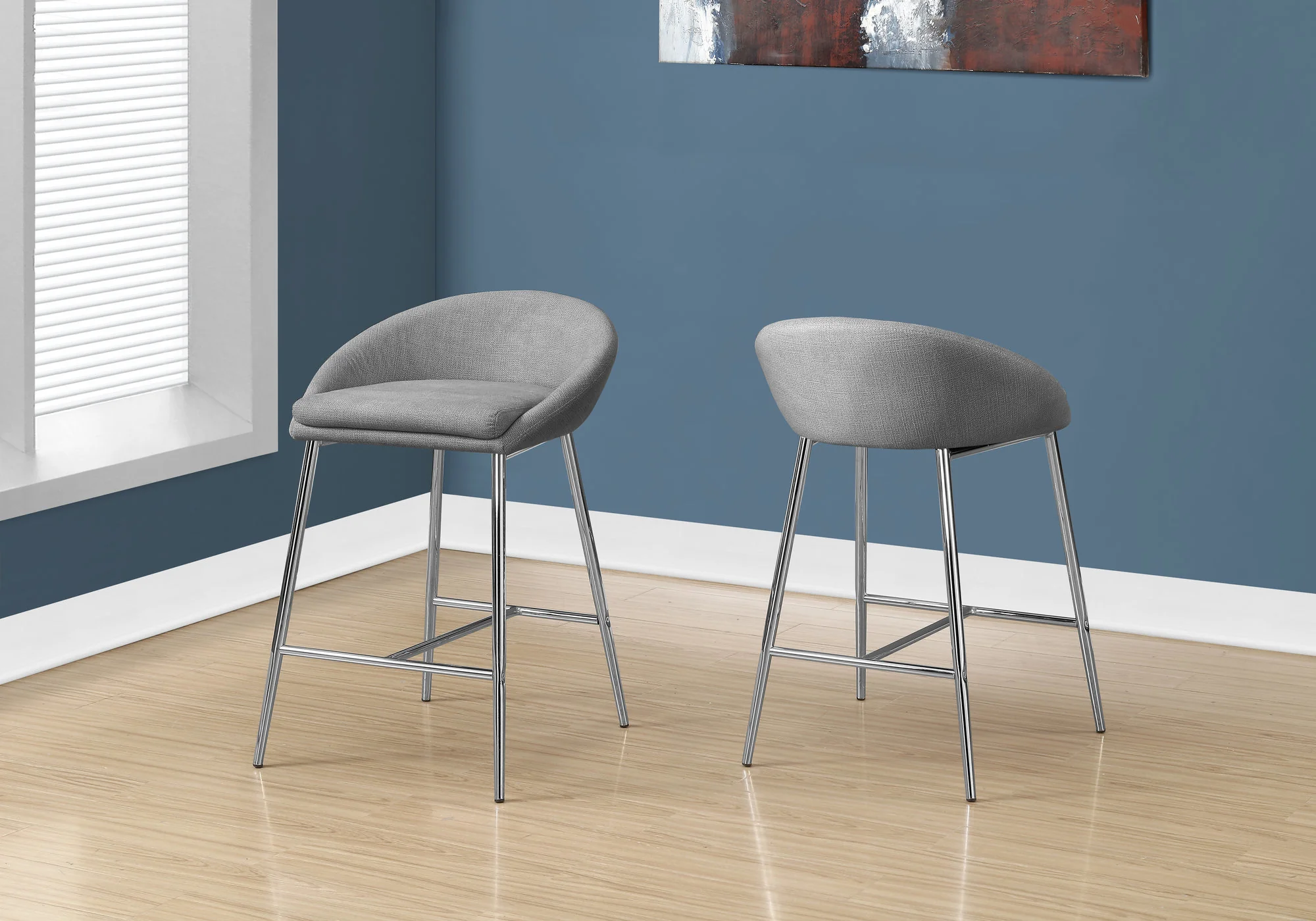 Grey Foam Metal Polyester Barstool 2Pcs By Homeroots