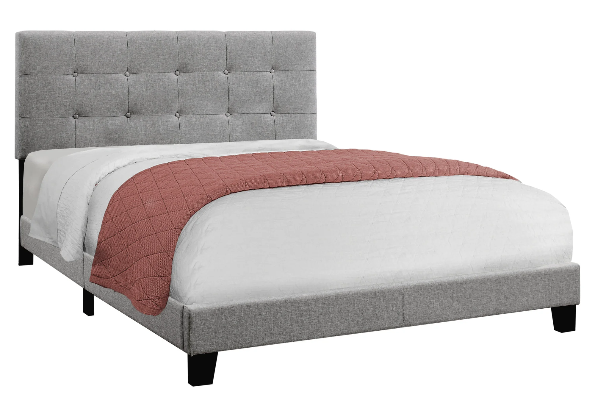 Grey Linen - Queen Size Bed By Homeroots